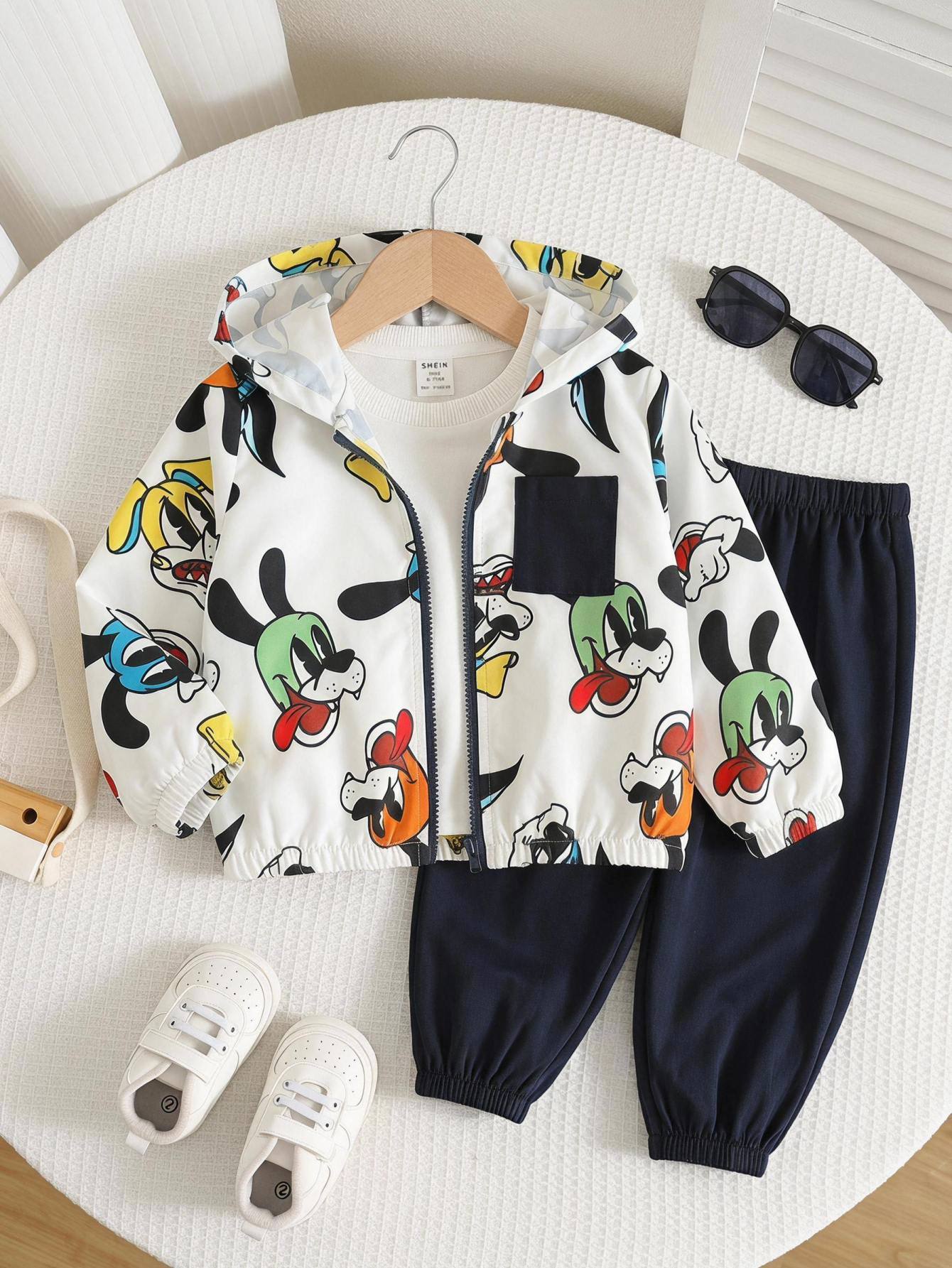 Ensemble 2 pièces veste à capuche imprimé animal mignon décontracté automne/hiver