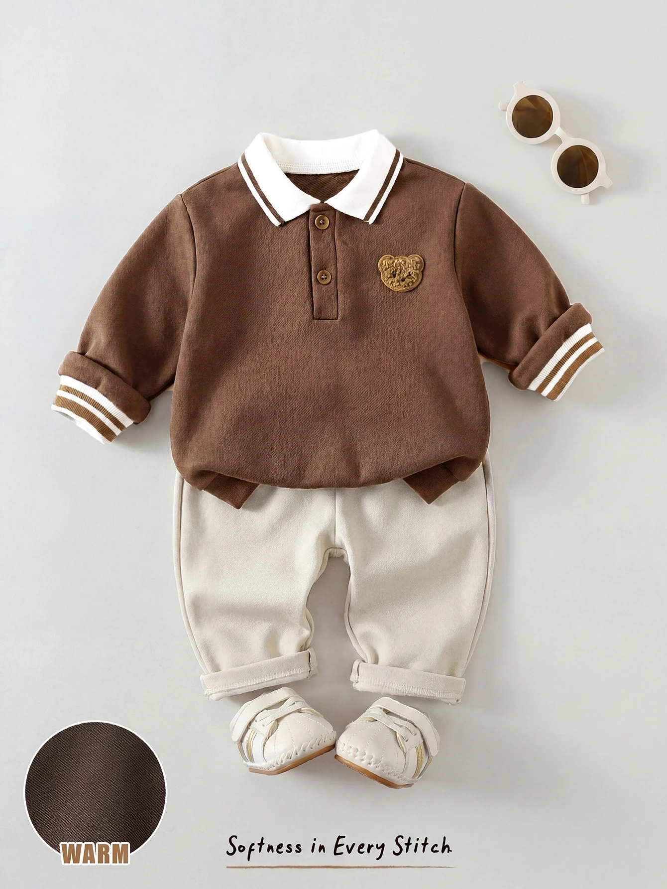 Cozy Pixies Ensemble 2 pièces pour bébé garçon avec Sweat-shirt à col rond, manches — vue 3