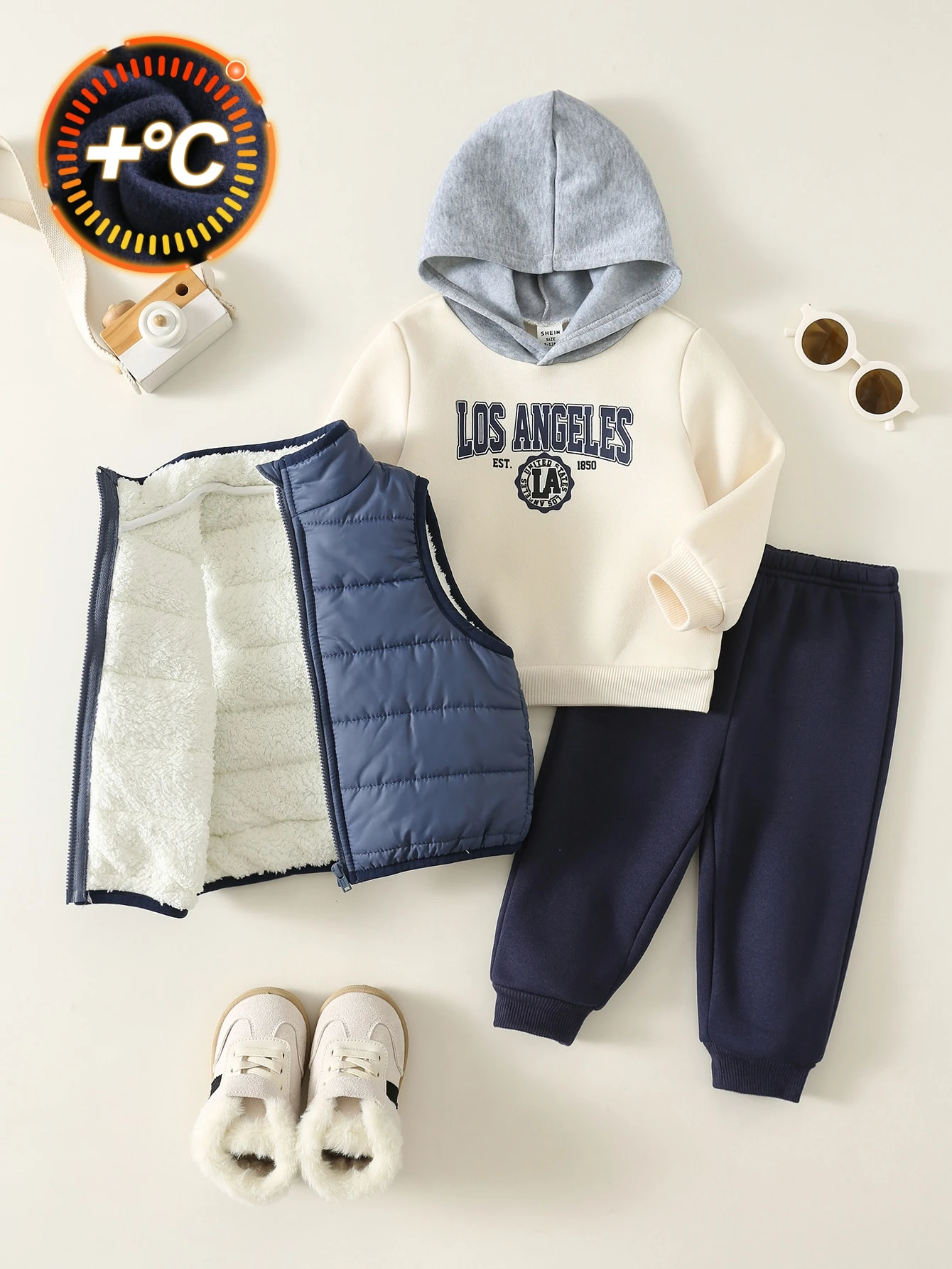 3 pièces/Ensemble Bébé Garçon Automne/Hiver Sweat-shirt-shirt Rayé Décontracté — vue 6
