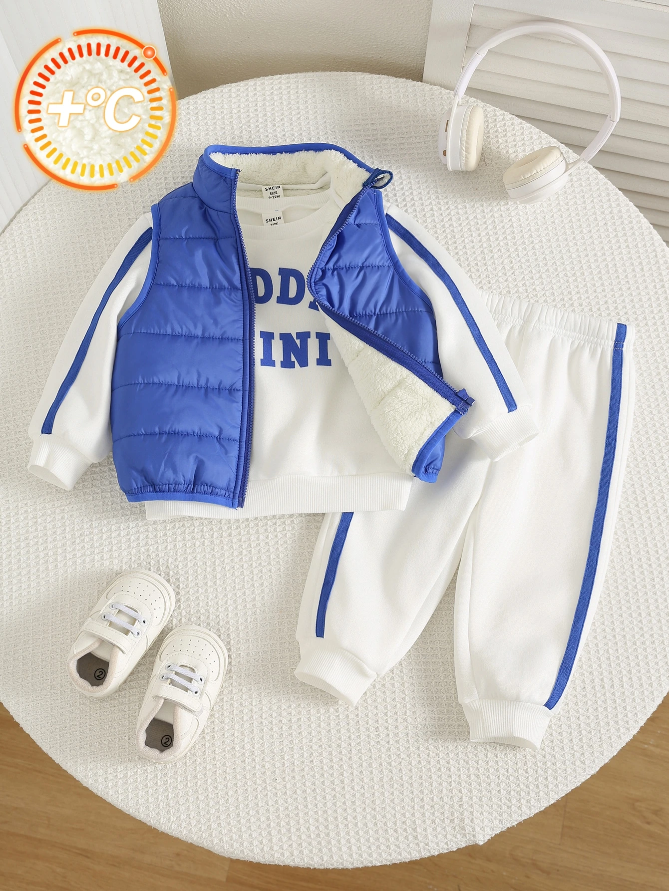 3 pièces/Ensemble Bébé Garçon Automne/Hiver Sweat-shirt-shirt Rayé Décontracté — vue 5