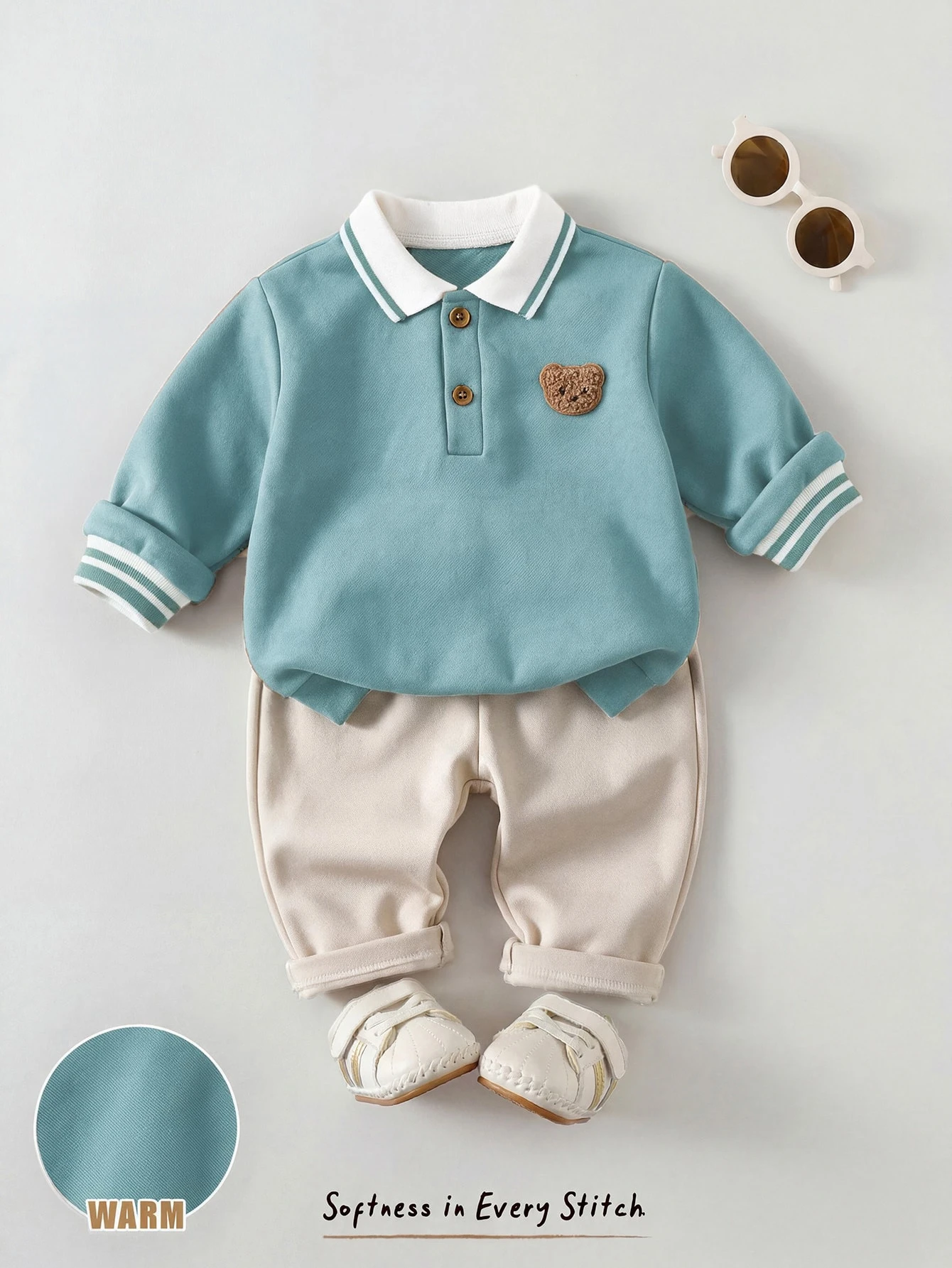 Cozy Pixies Ensemble 2 pièces pour bébé garçon avec Sweat-shirt à col rond, manches — vue 2