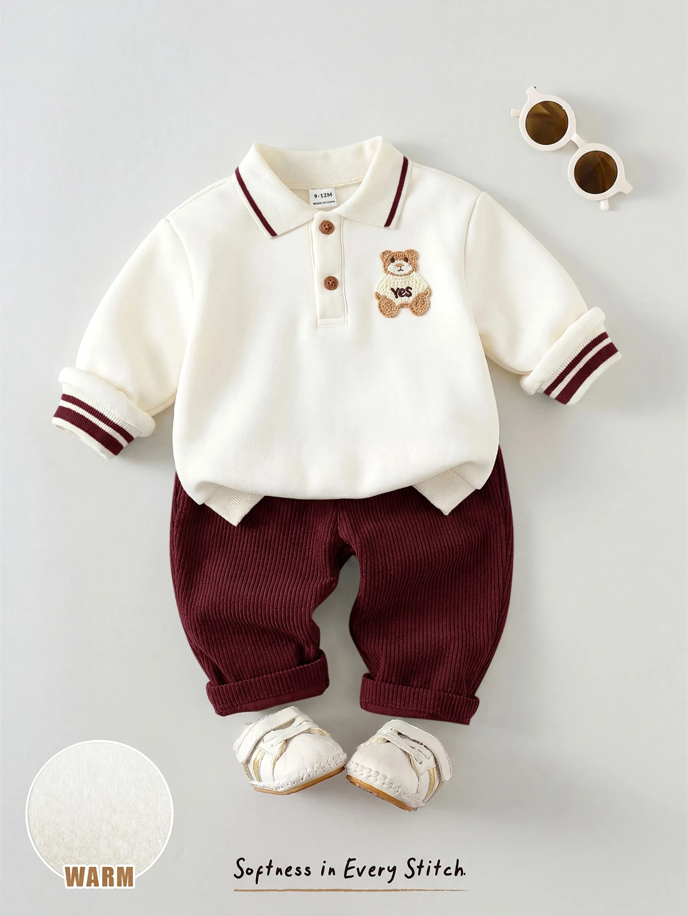 Cozy Pixies Ensemble 2 pièces pour bébé garçon avec Sweat-shirt à col rond, manches