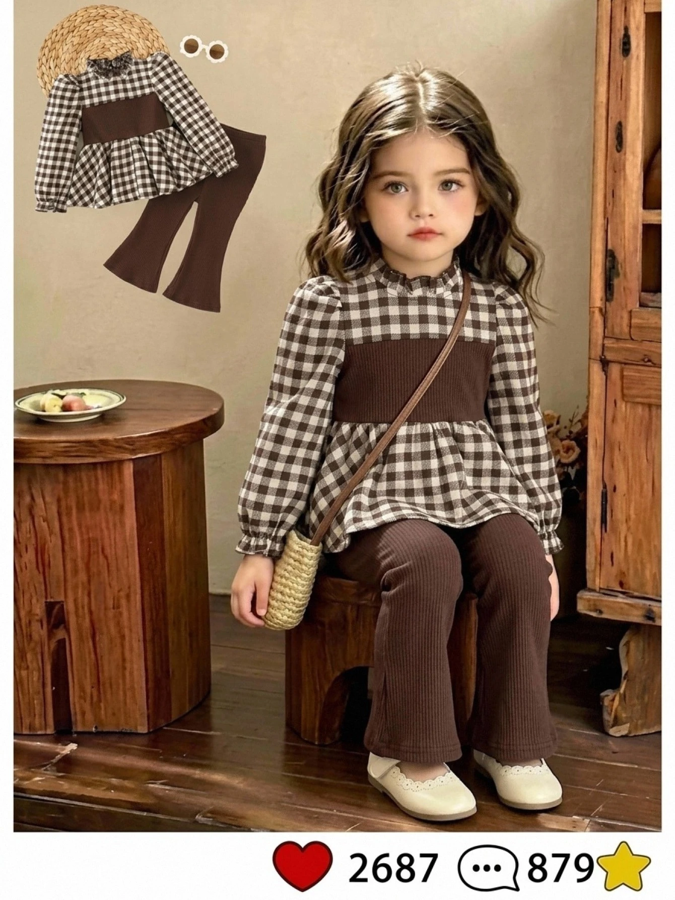 Ensemble chemise à manches longues mignonne à fleurs Babygirl pour l'automne/l'hiver — vue 3