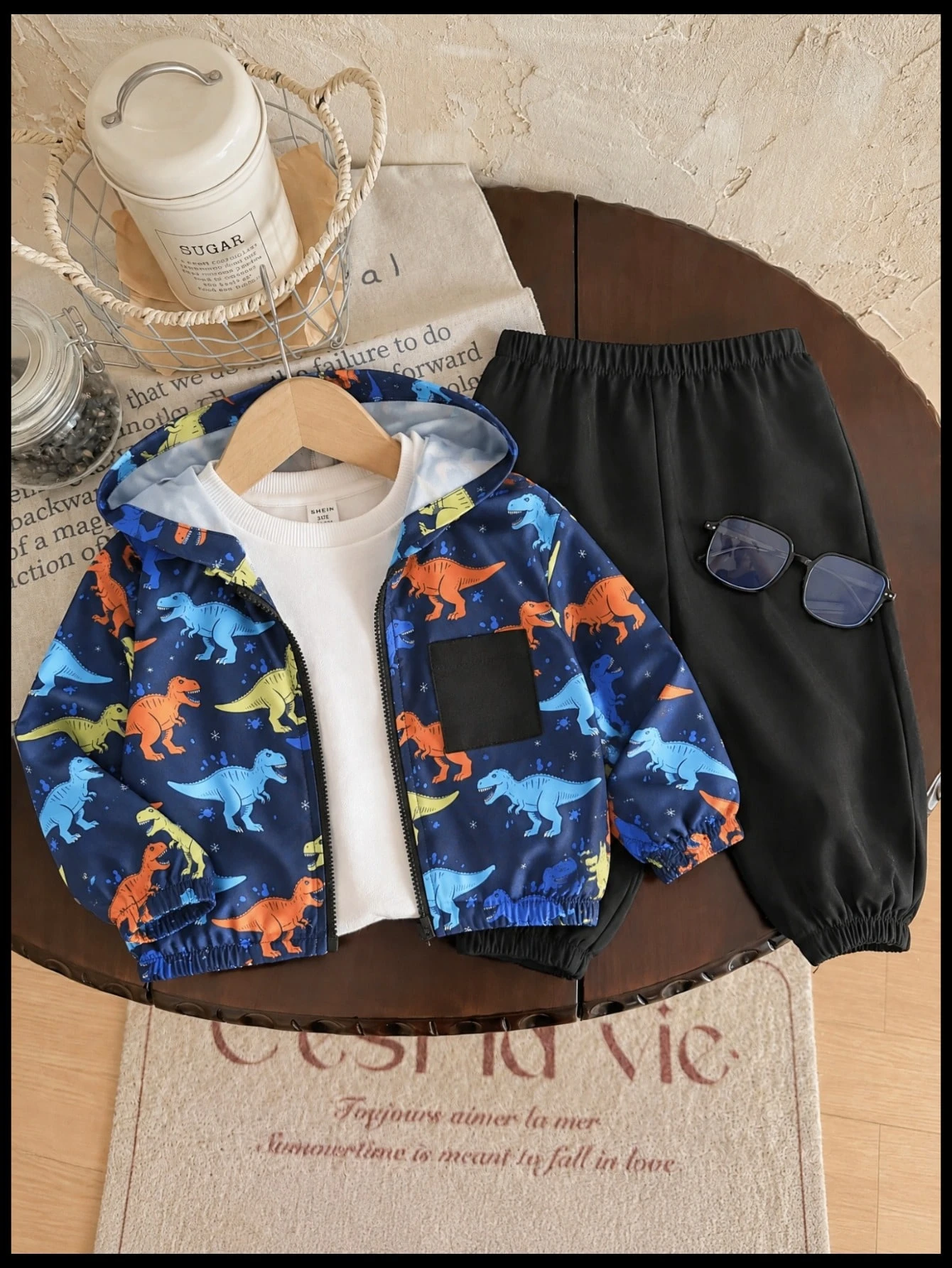 Ensemble 2 pièces veste à capuche imprimé animal mignon décontracté automne/hiver — vue 3