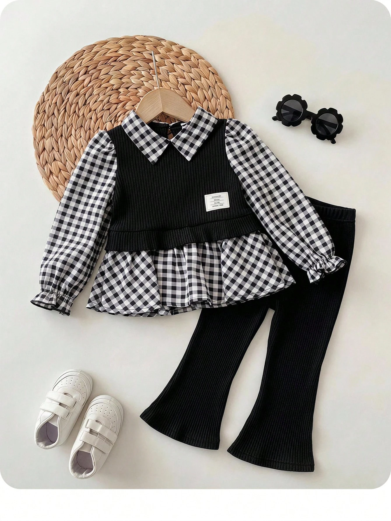 Ensemble chemise à manches longues mignonne à fleurs Babygirl pour l'automne/l'hiver — vue 5