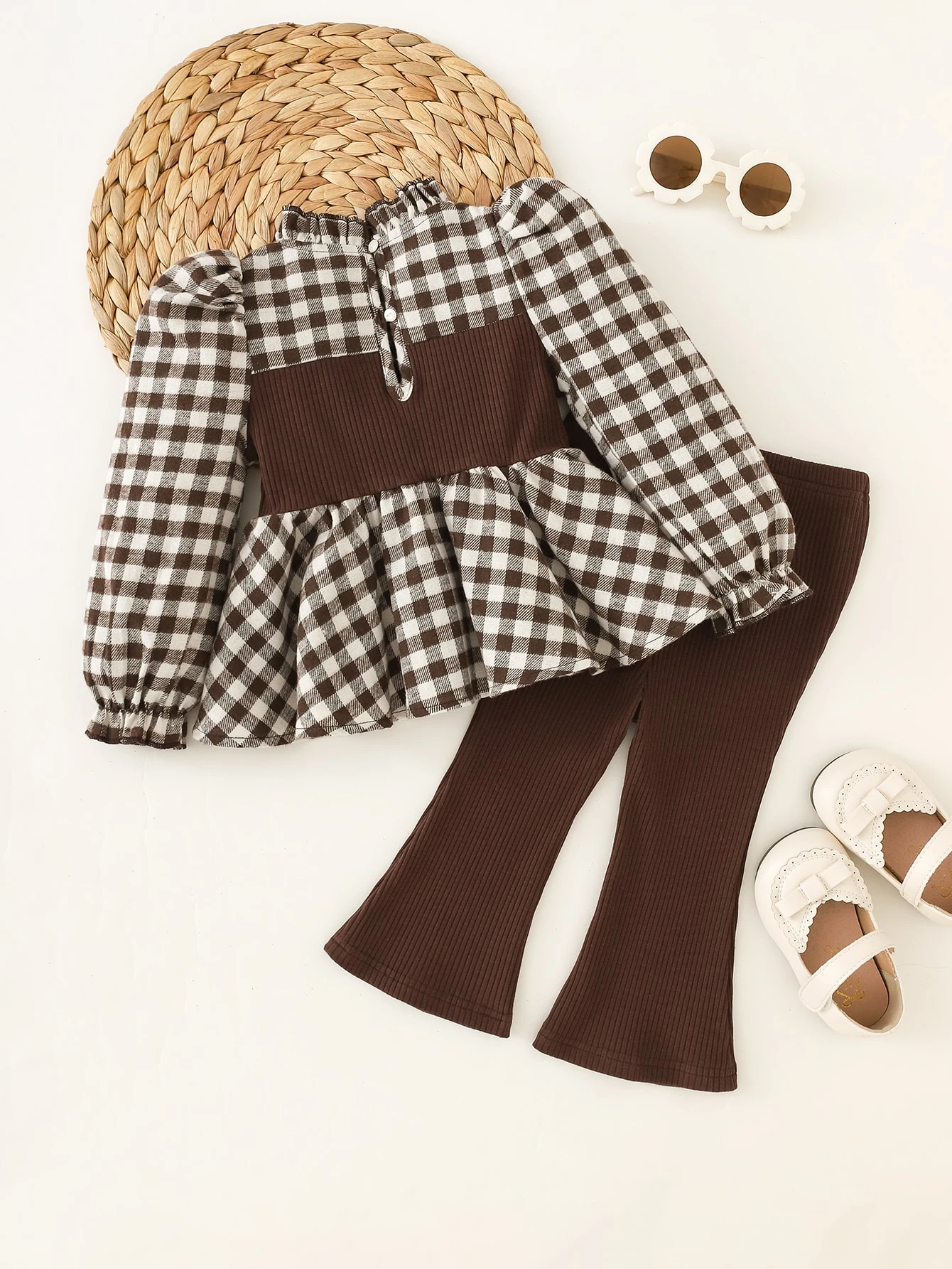 Ensemble chemise à manches longues mignonne à fleurs Babygirl pour l'automne/l'hiver — vue 6