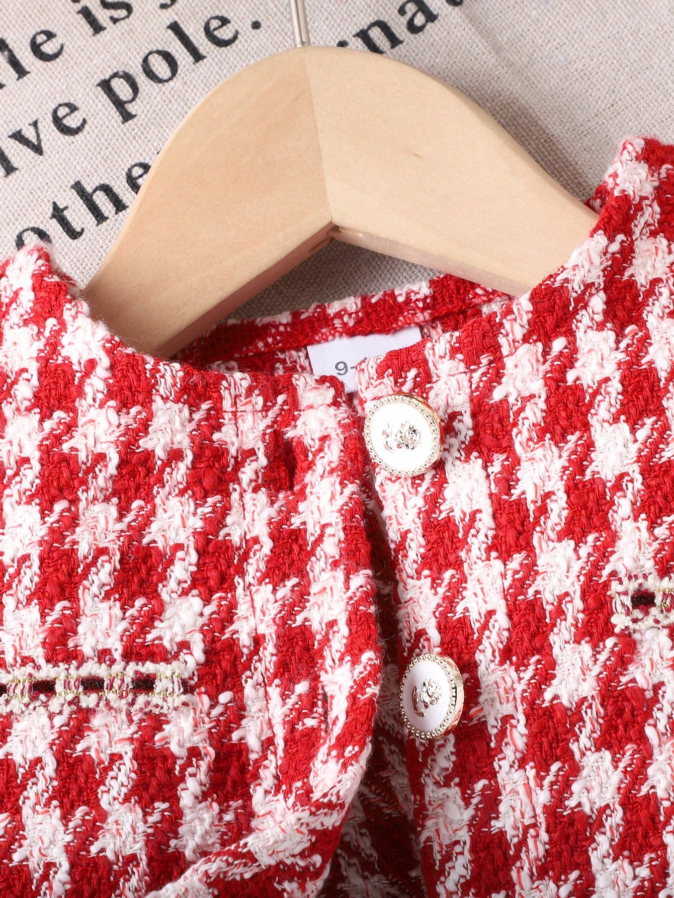/Set Veste à carreaux rouges à la mode pour tout-petites filles, Top col roulé et Jupe à — vue 8