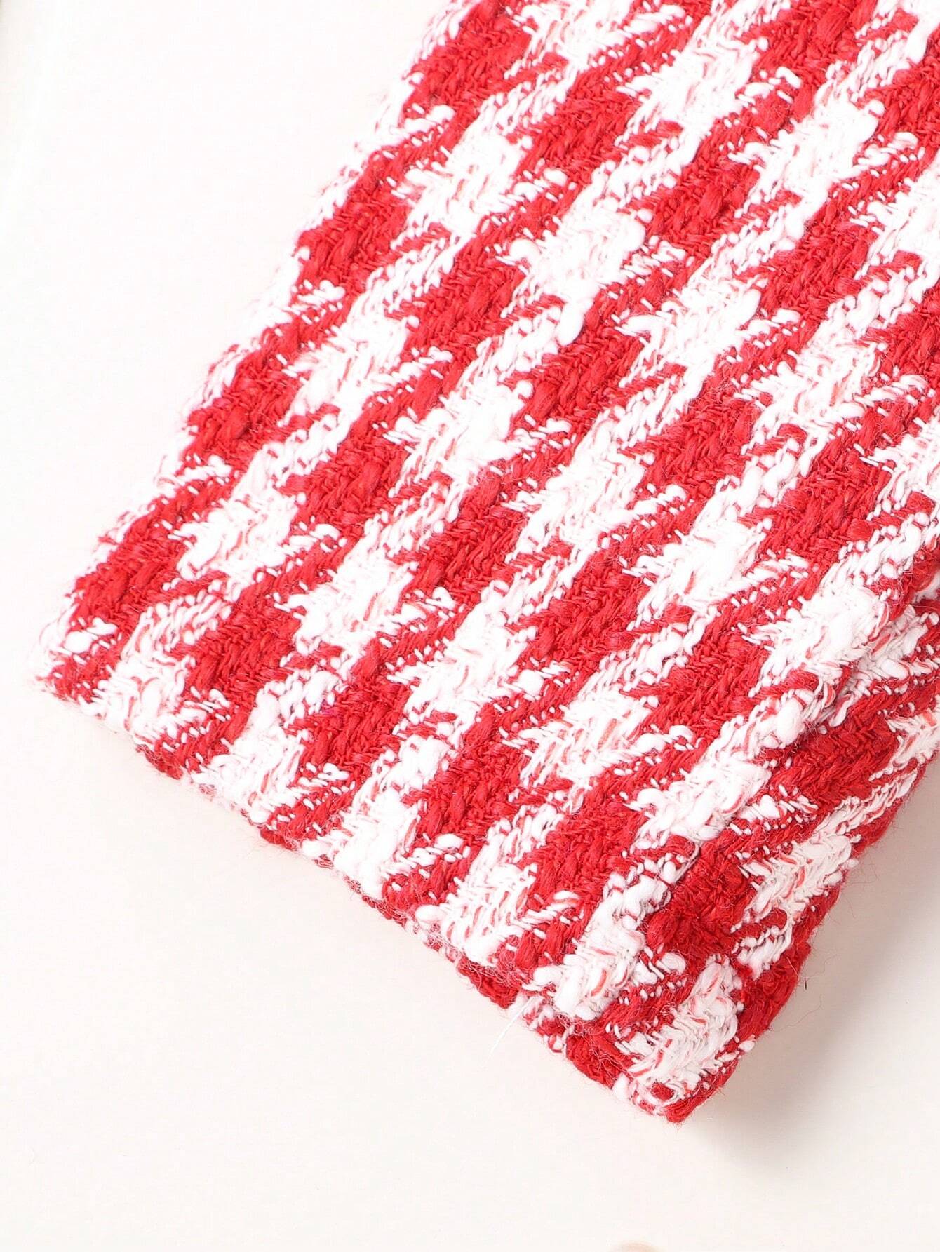 /Set Veste à carreaux rouges à la mode pour tout-petites filles, Top col roulé et Jupe à — vue 10