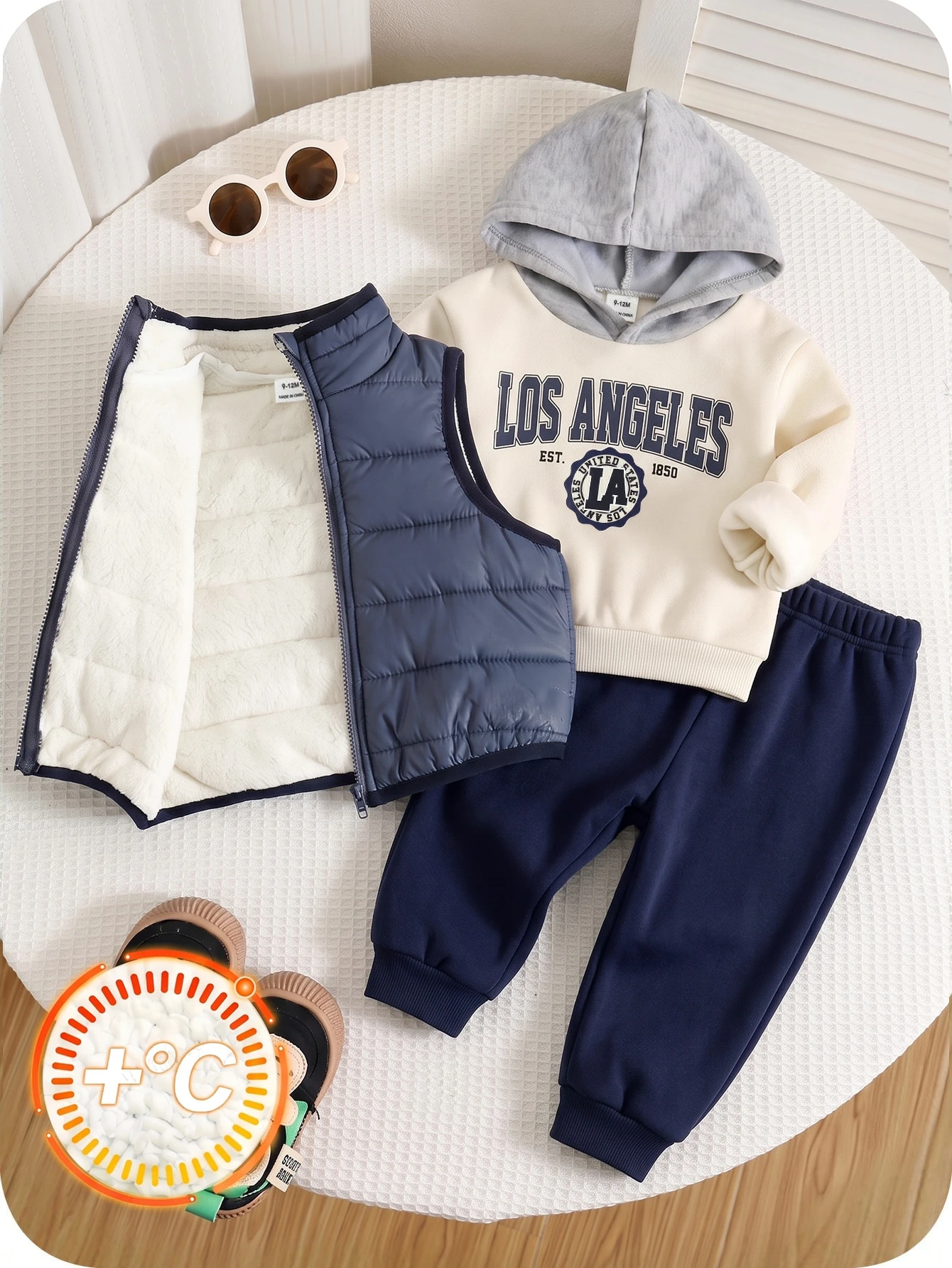 3 pièces/Ensemble Bébé Garçon Automne/Hiver Sweat-shirt-shirt Rayé Décontracté — vue 7