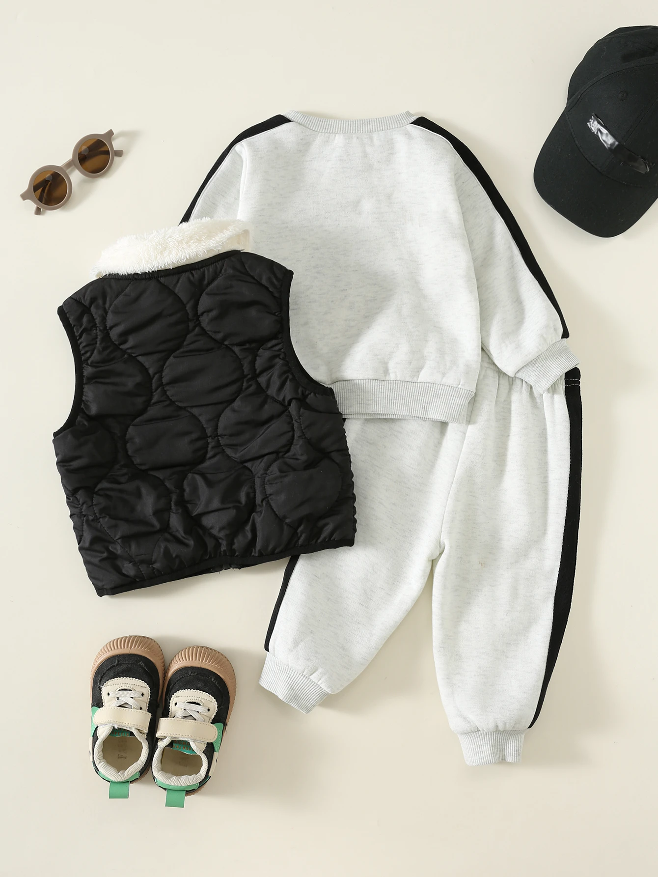 3 pièces/Ensemble Bébé Garçon Automne/Hiver Sweat-shirt-shirt Rayé Décontracté — vue 9