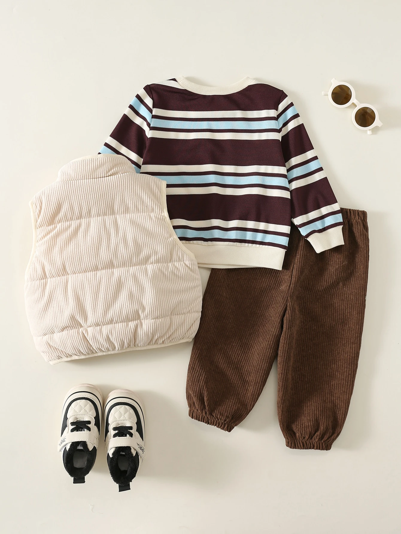 3 pièces/Ensemble Bébé Garçon Automne/Hiver Sweat-shirt-shirt Rayé Décontracté — vue 8