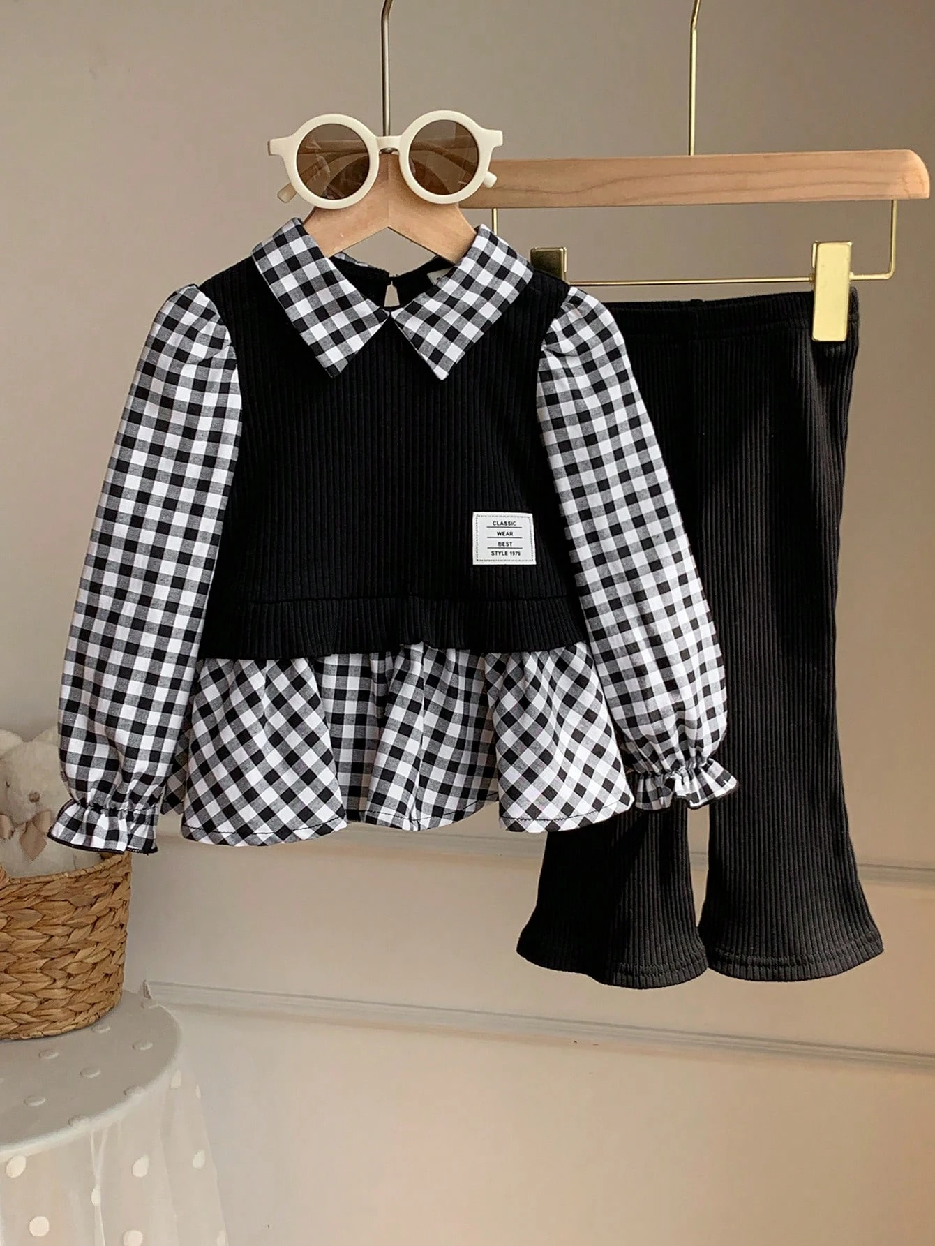 Ensemble chemise à manches longues mignonne à fleurs Babygirl pour l'automne/l'hiver — vue 8