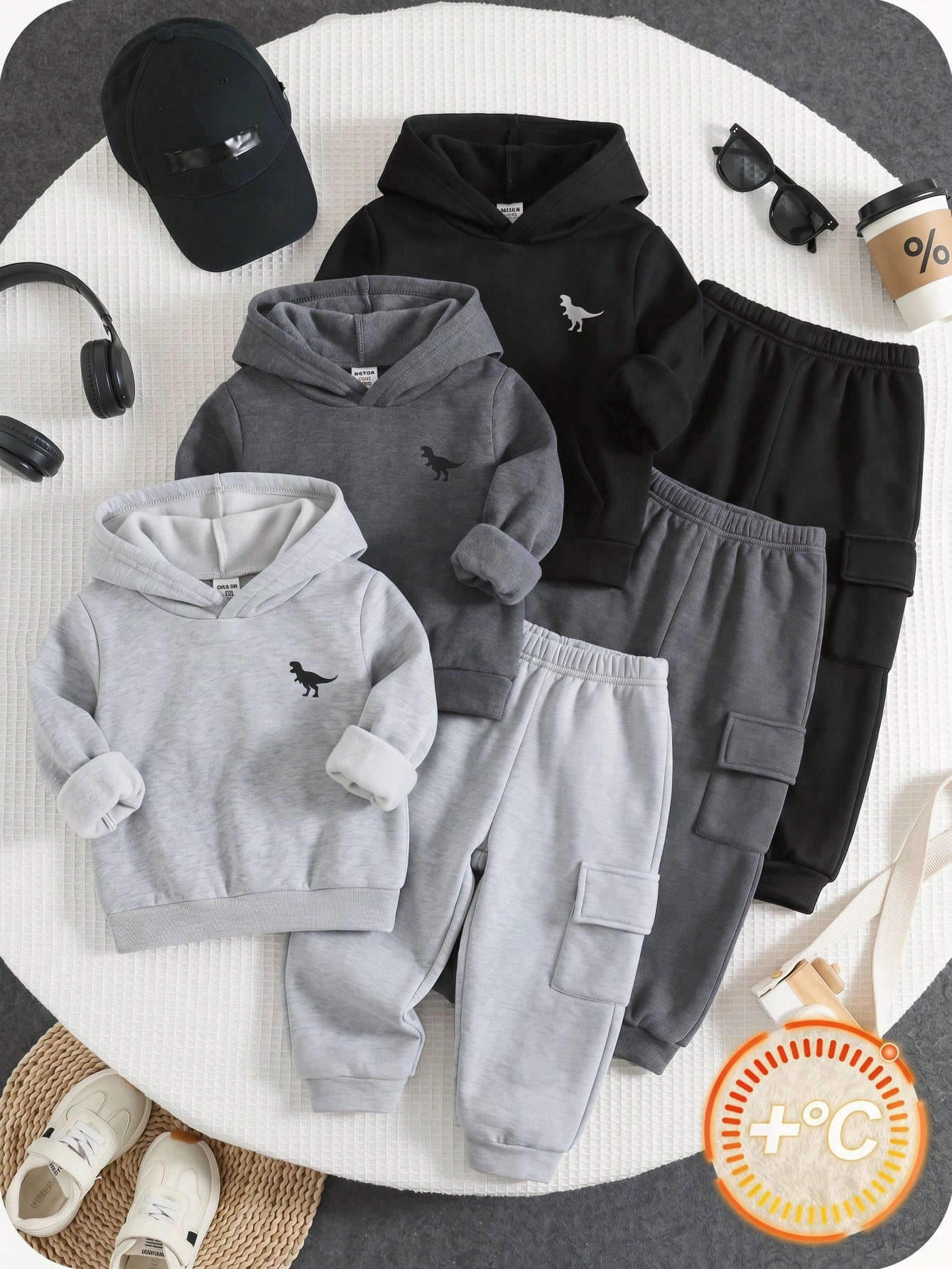 3 pièces/Set Pantalons longs tricotés couleur unie décontractés mignons et