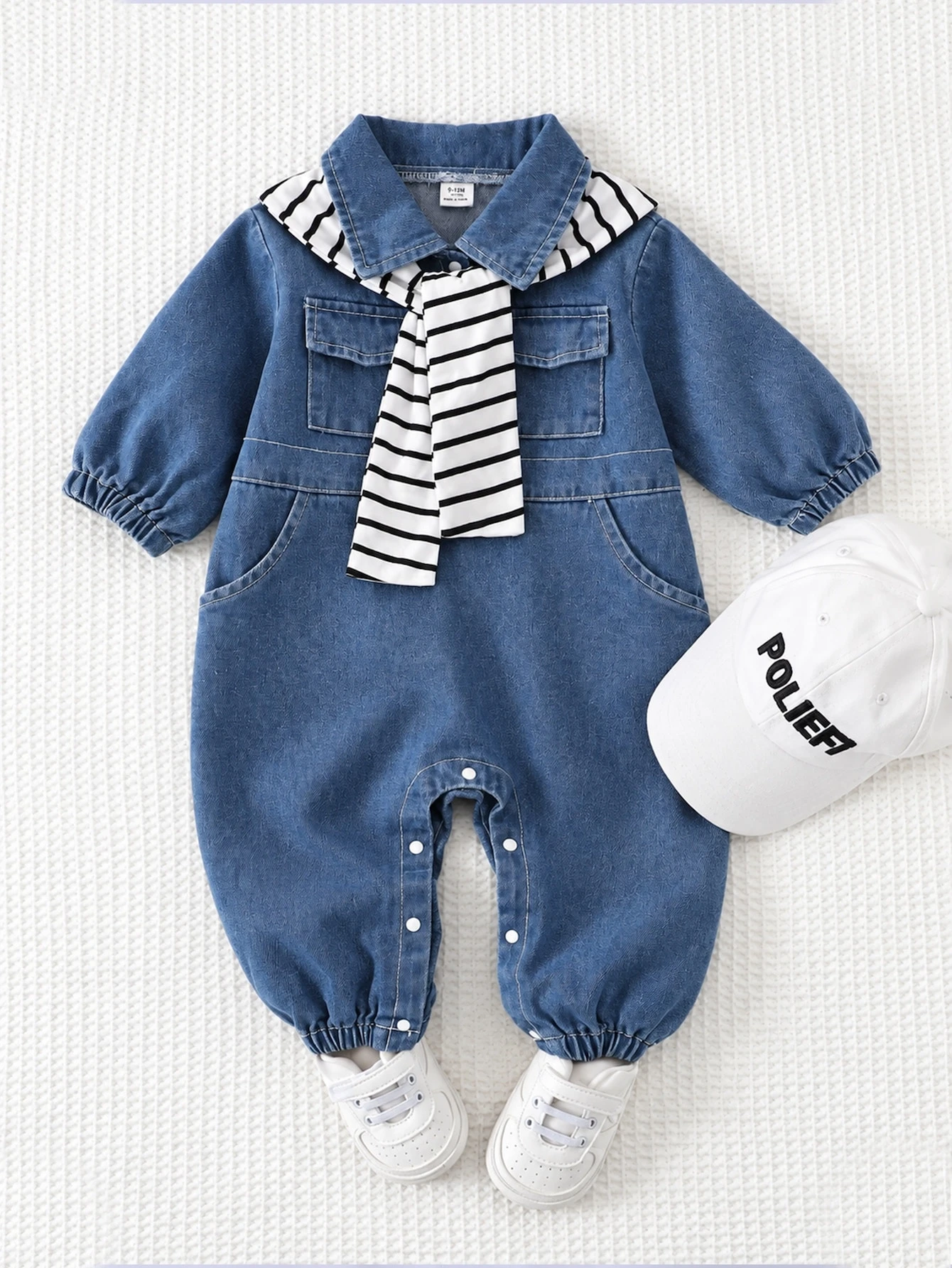 Combinaison d'automne marron doublée de thermique pour bébé garçon, tenue à col — vue 2