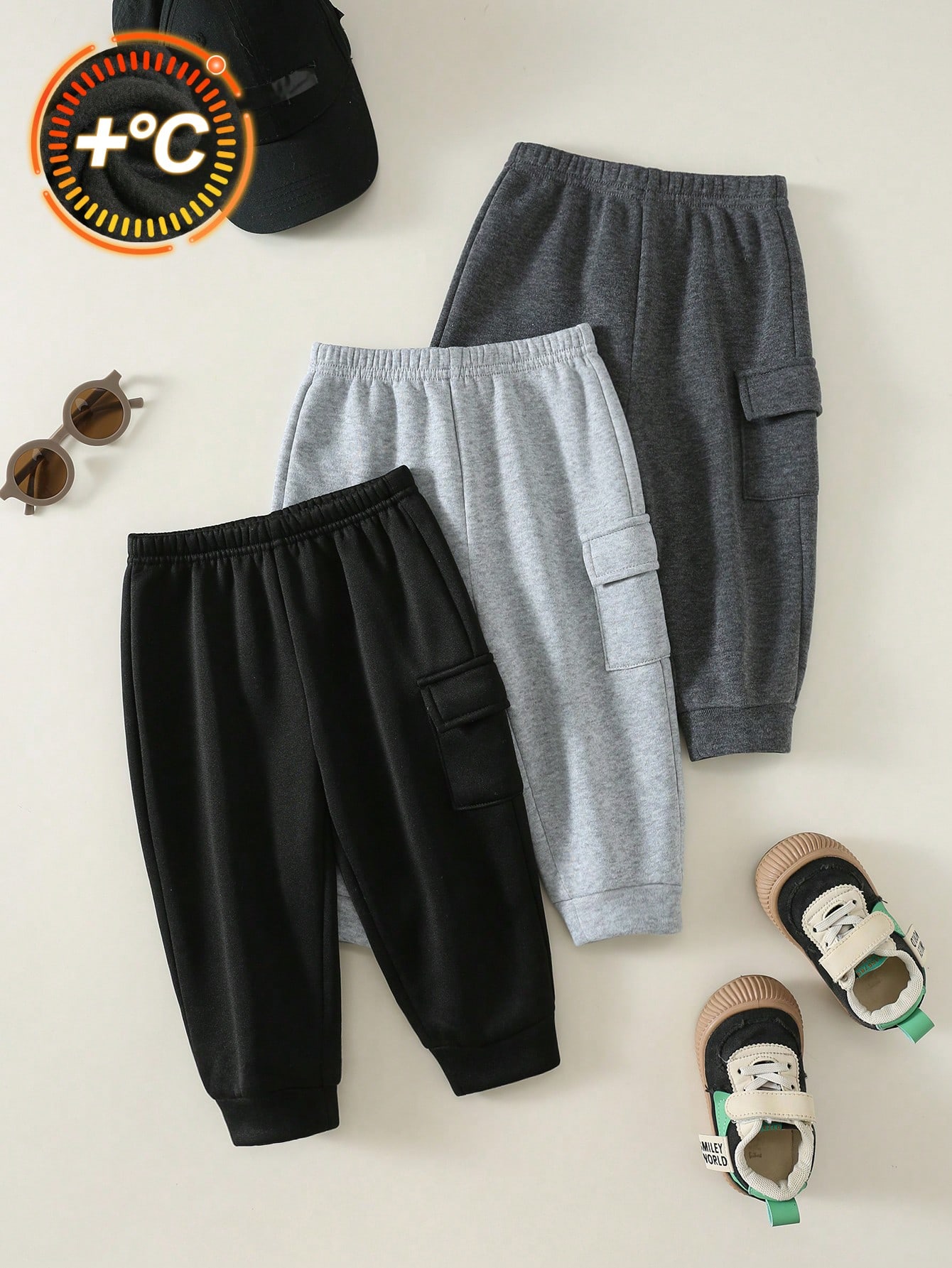 3 pièces/Set Pantalons longs tricotés couleur unie décontractés mignons et — vue 6
