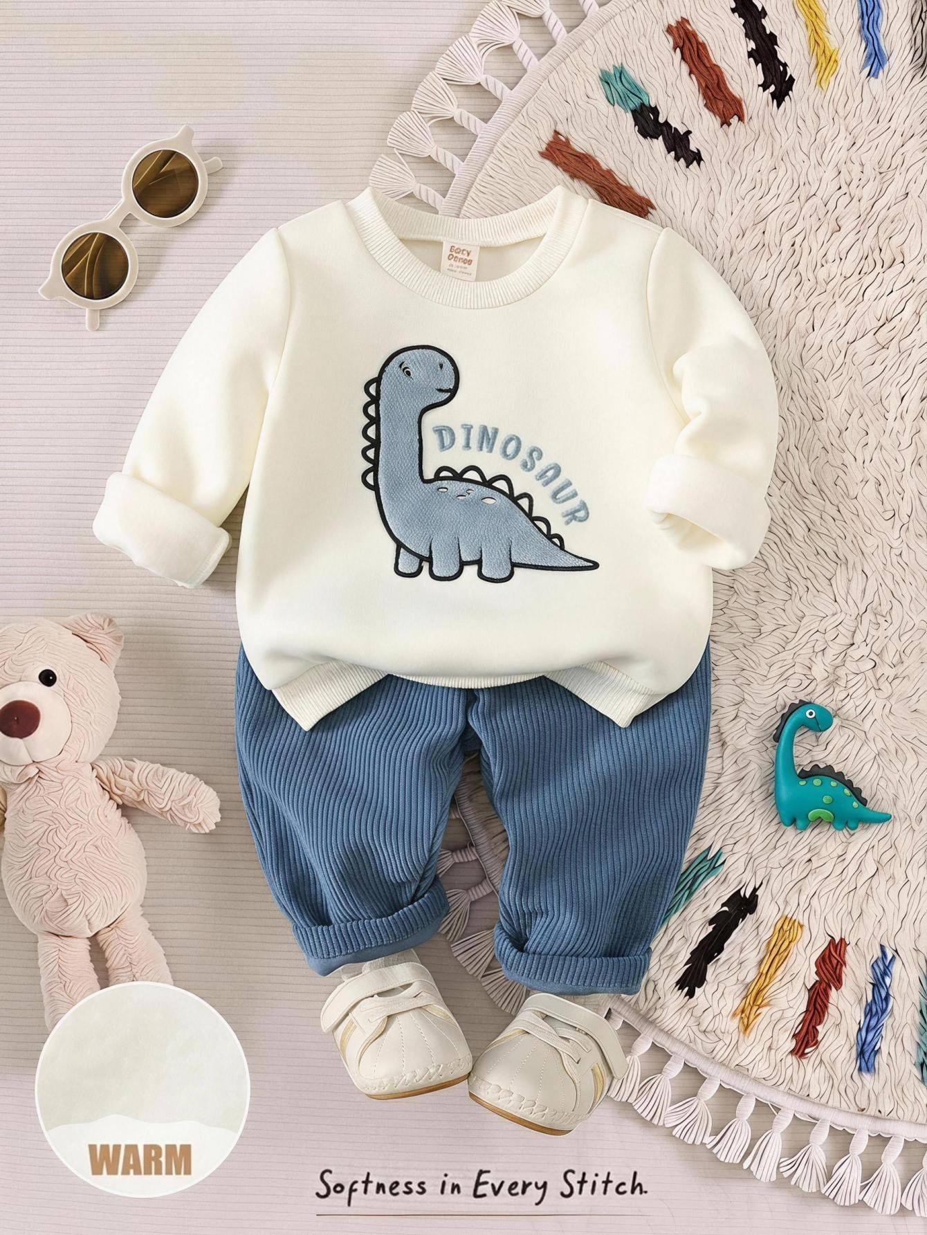 Cozy Pixies Ensemble sweat-shirt à capuche et pantalon pour bébé garçon, motif patchwork