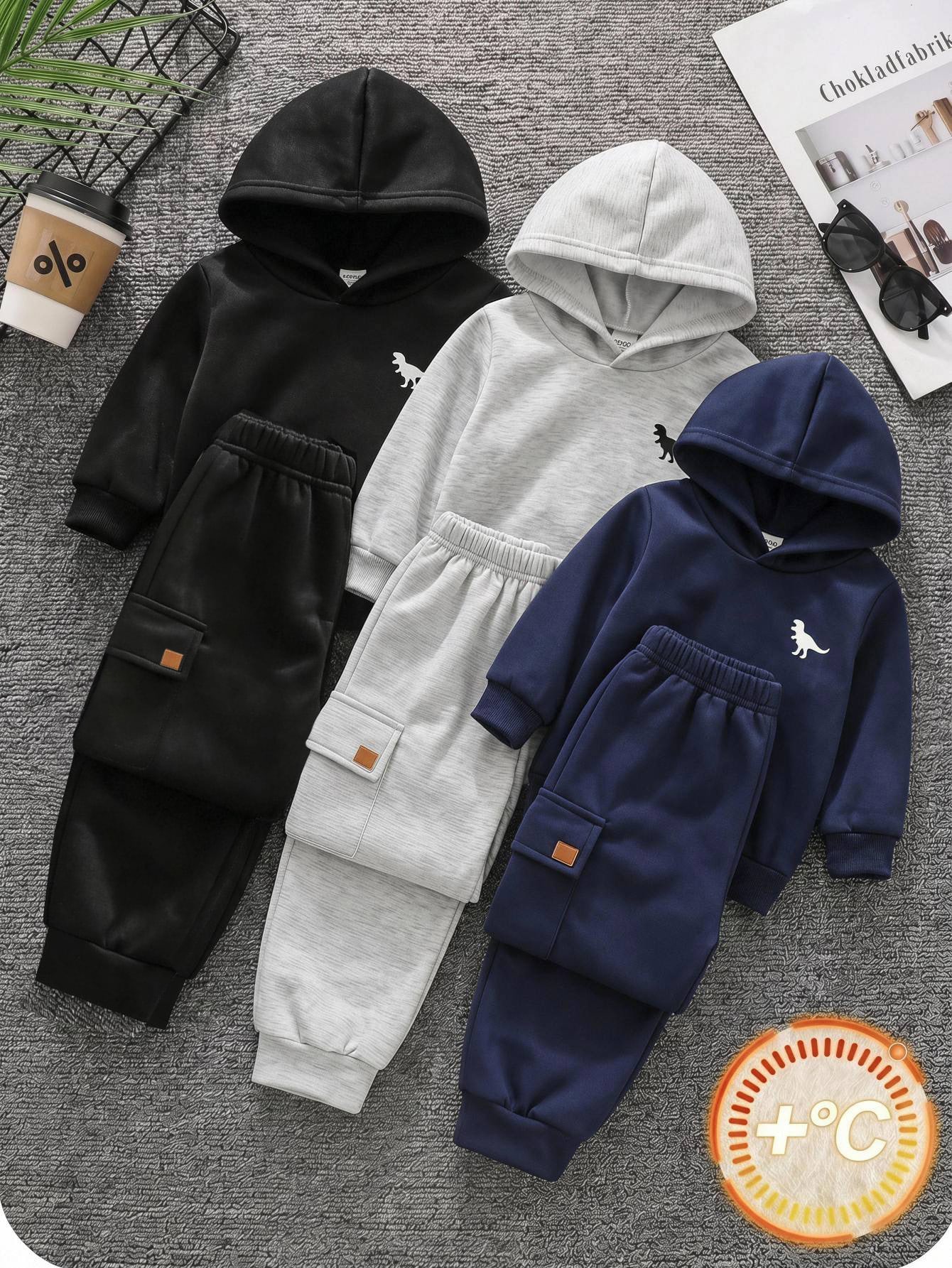 3 pièces/Set Pantalons longs tricotés couleur unie décontractés mignons et — vue 5