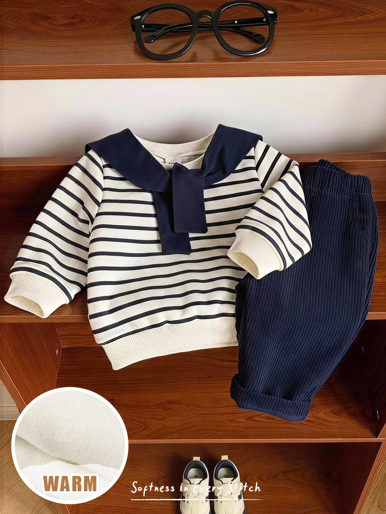 Cozy Pixies Ensemble sweat-shirt à capuche et pantalon pour bébé garçon, motif patchwork — vue 4