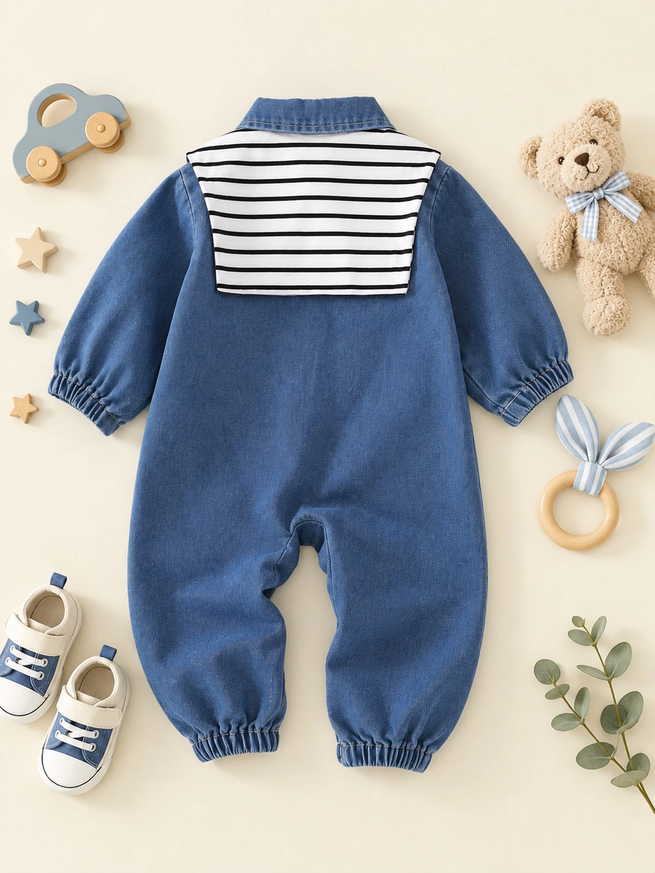 Combinaison d'automne marron doublée de thermique pour bébé garçon, tenue à col — vue 4
