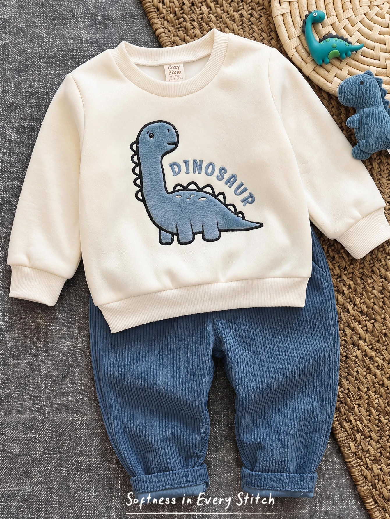 Cozy Pixies Ensemble sweat-shirt à capuche et pantalon pour bébé garçon, motif patchwork — vue 9