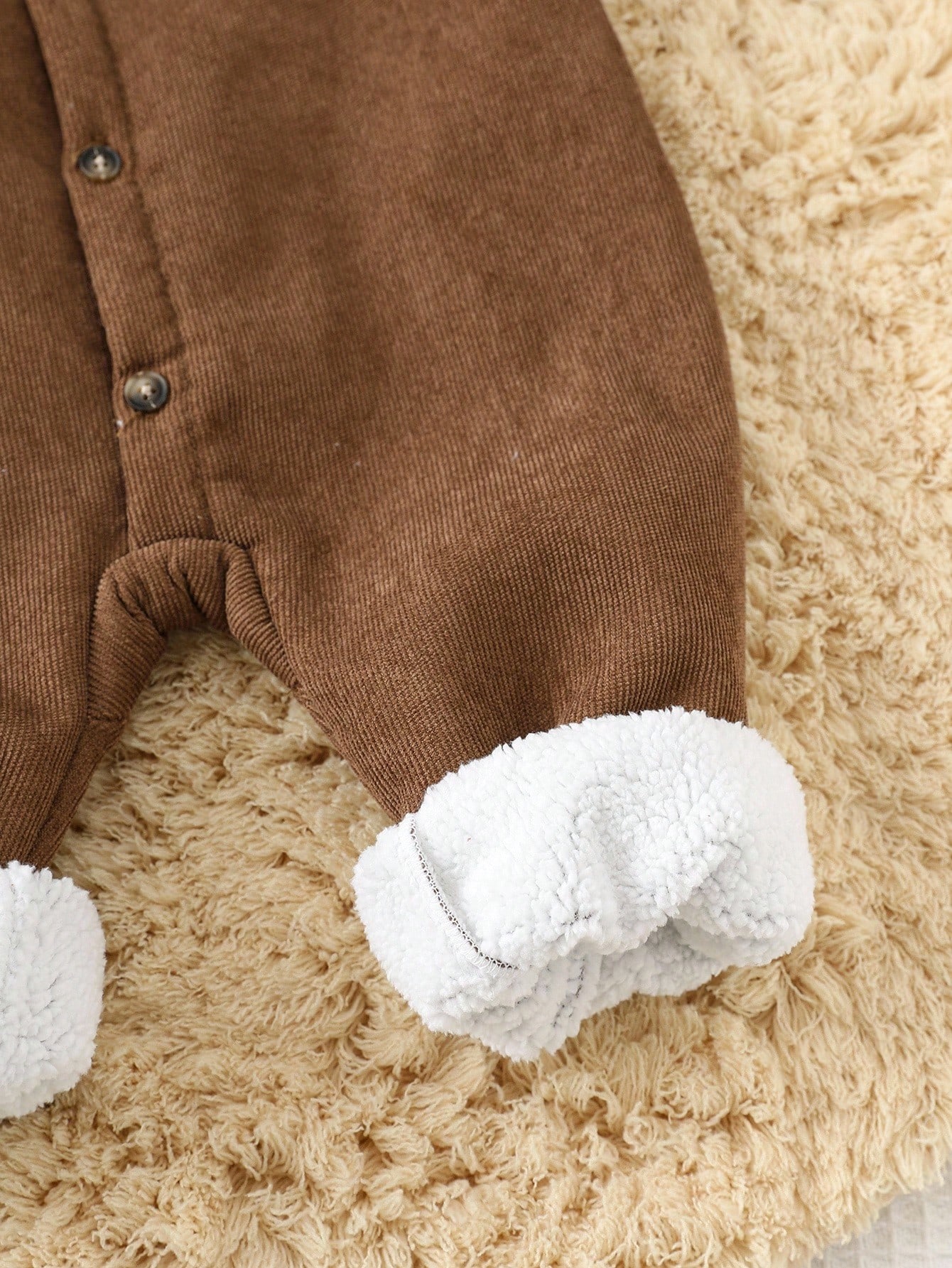 Combinaison d'automne marron doublée de thermique pour bébé garçon, tenue à col — vue 9