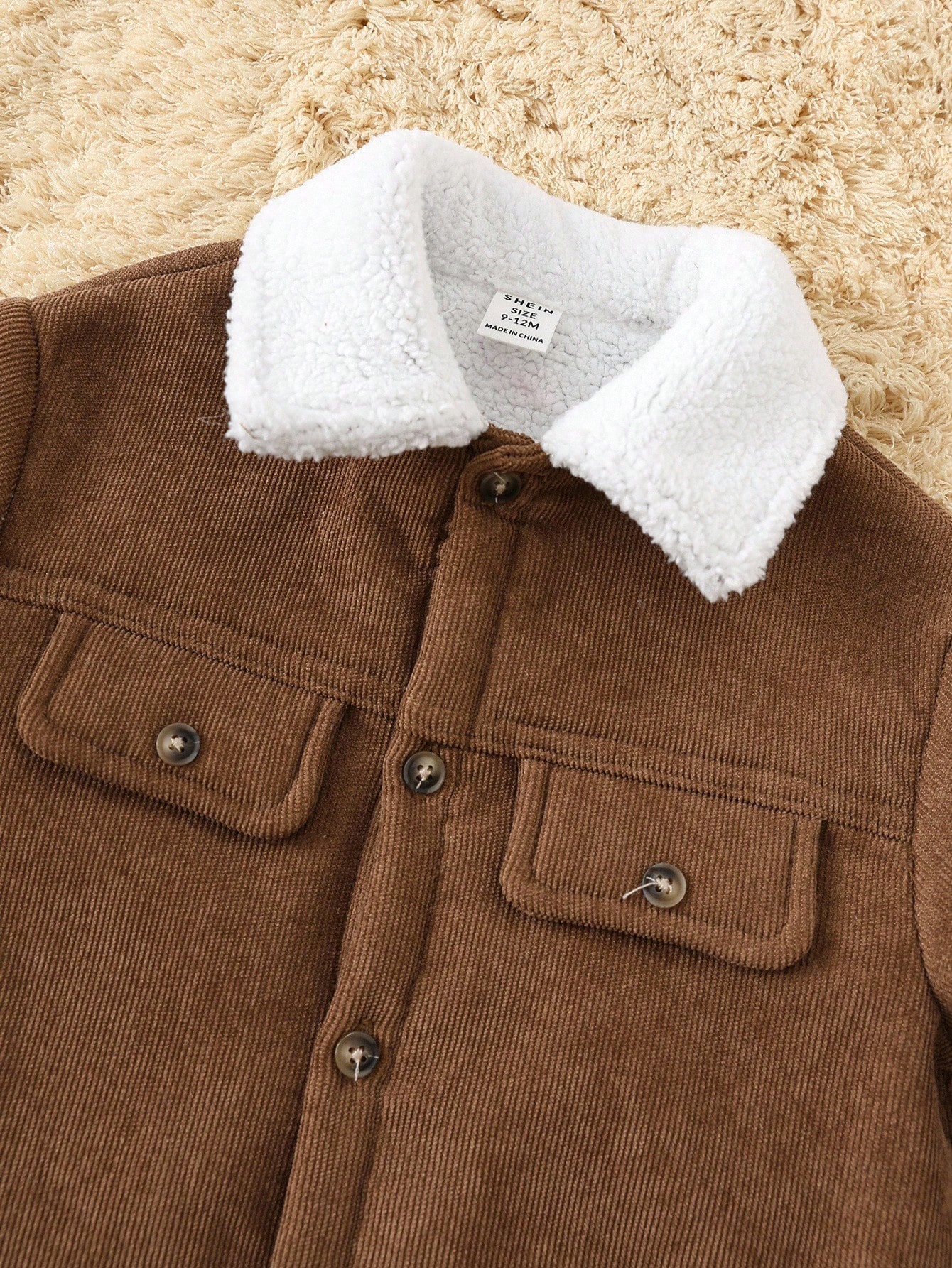 Combinaison d'automne marron doublée de thermique pour bébé garçon, tenue à col — vue 7