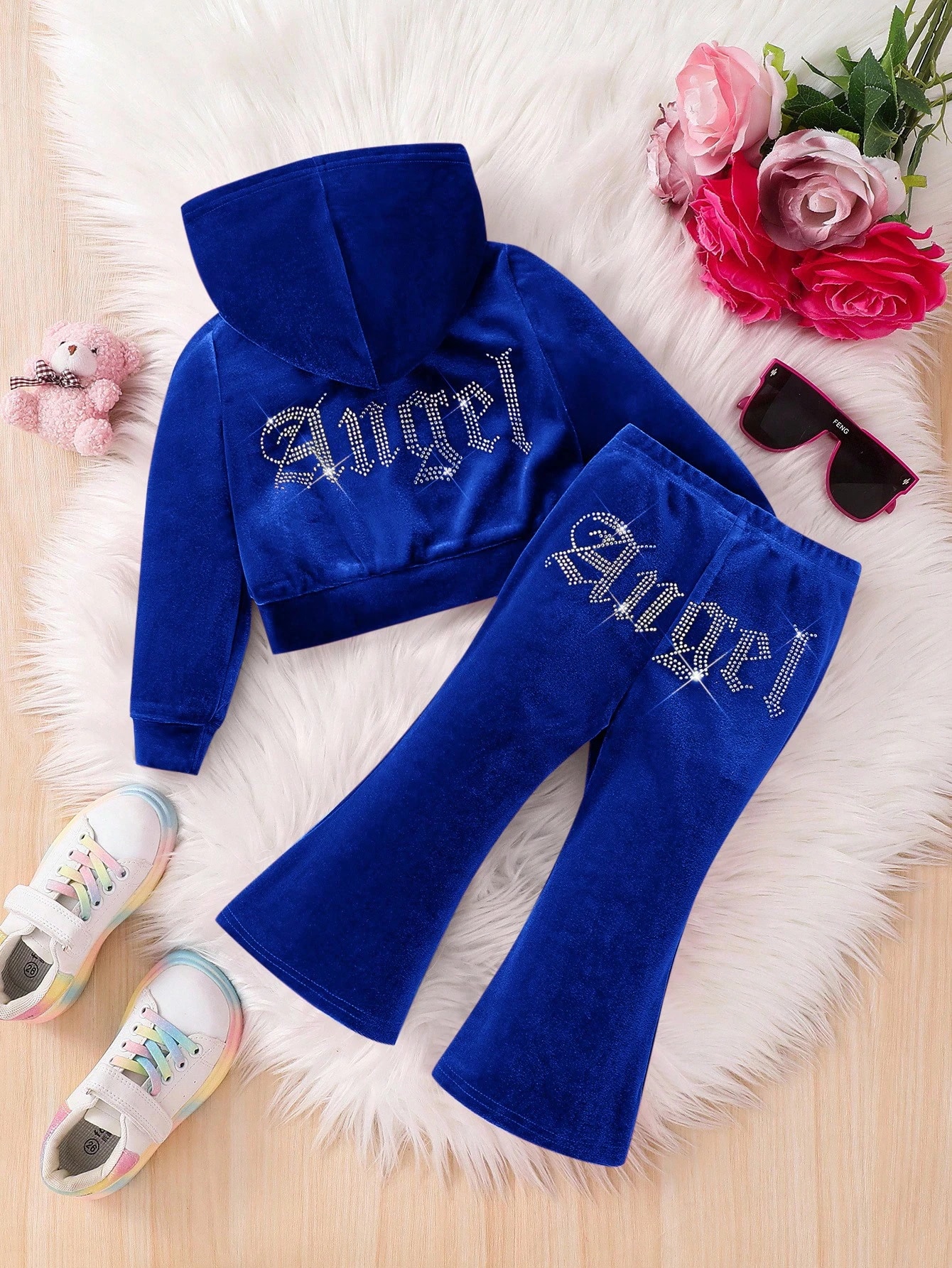 Ensemble Sweat-shirt à capuche décontracté pour bébé fille, couleur unie à manches — vue 6