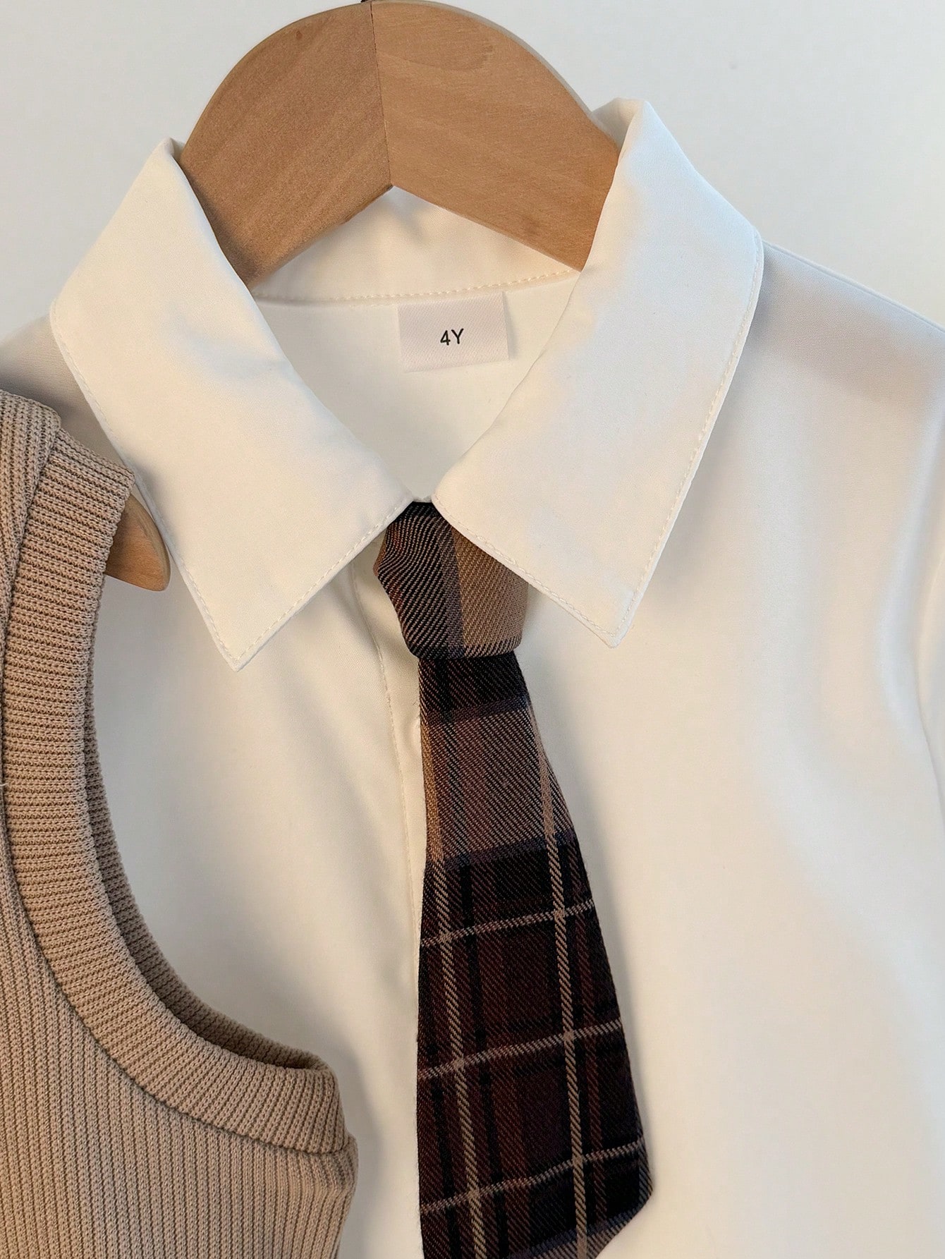 Ensemble 4 pièces style académique frais pour filles en début d'automne: chemise blanche — vue 5