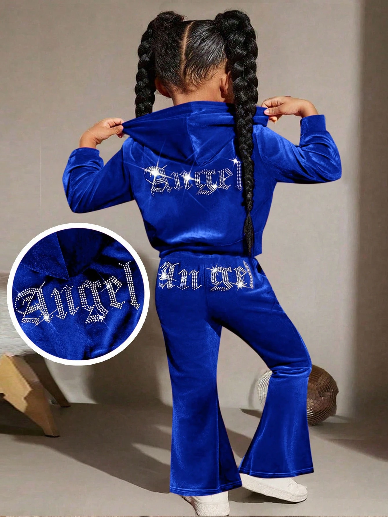 Ensemble Sweat-shirt à capuche décontracté pour bébé fille, couleur unie à manches — vue 12