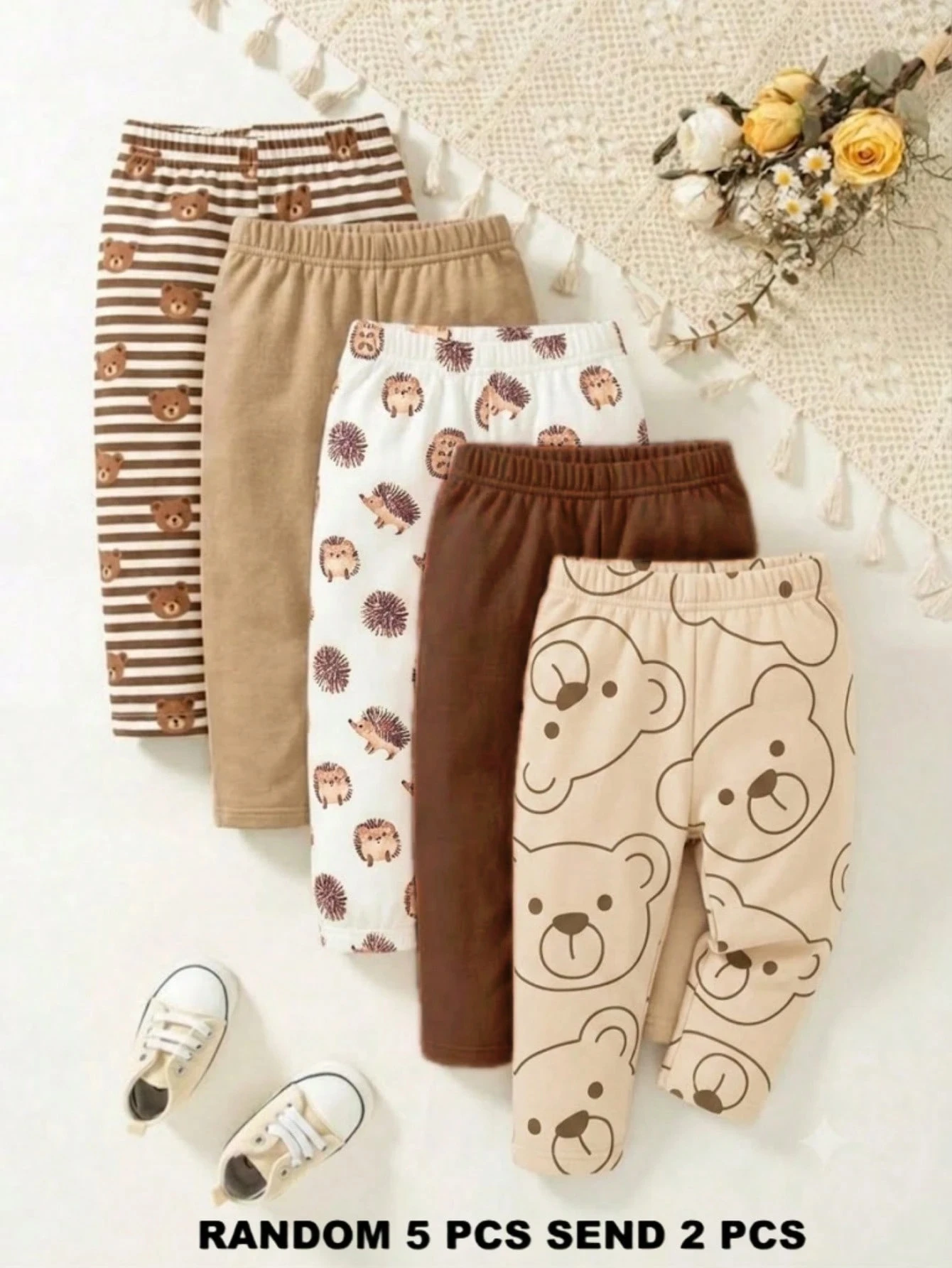 5 pièces/Set Pantalons longs confortables simples et doux pour bébés garçons — vue 2