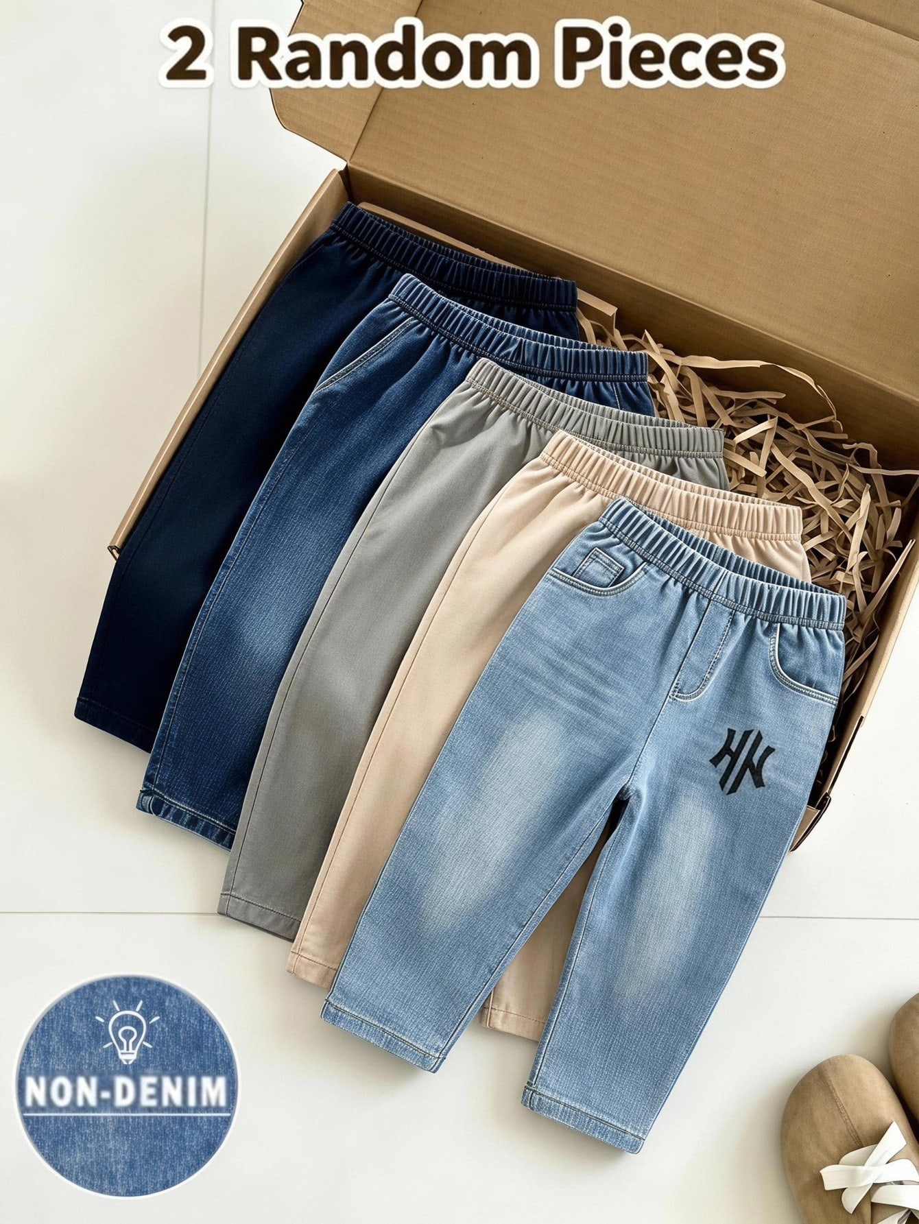 5 pièces/Set Pantalons longs confortables simples et doux pour bébés garçons — vue 6