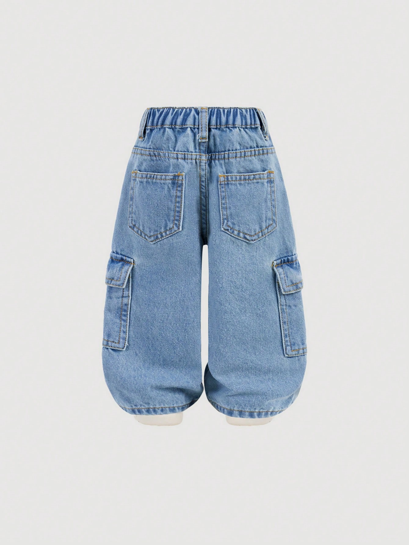 Jeans cargo amples en denim lavé avec poches camouflage cool pour garçons. — vue 7