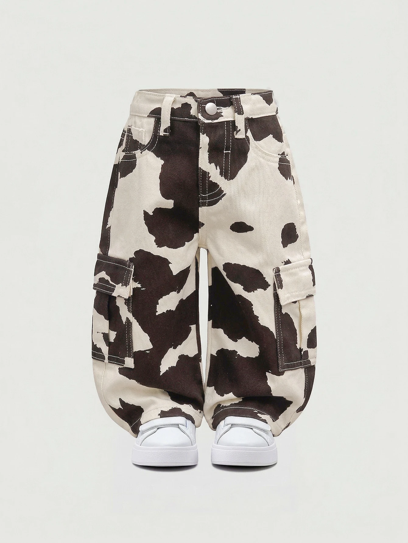 Jeans cargo amples en denim lavé avec poches camouflage cool pour garçons. — vue 8