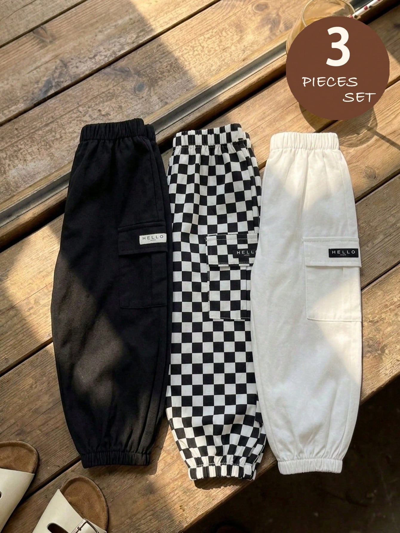 3 pièces Ensemble de pantalons décontractés, confortables et polyvalents pour bébé — vue 7