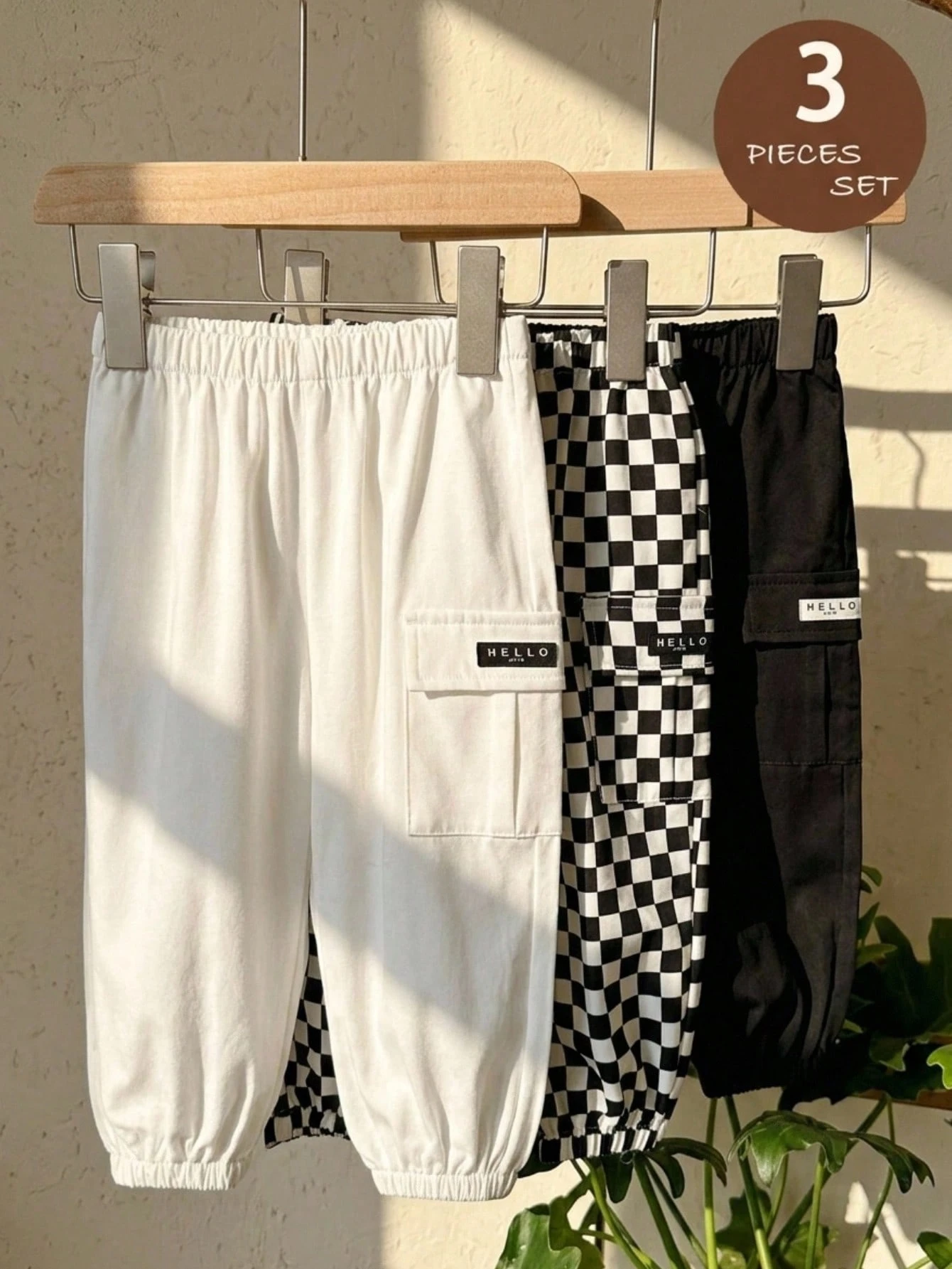 3 pièces Ensemble de pantalons décontractés, confortables et polyvalents pour bébé — vue 11