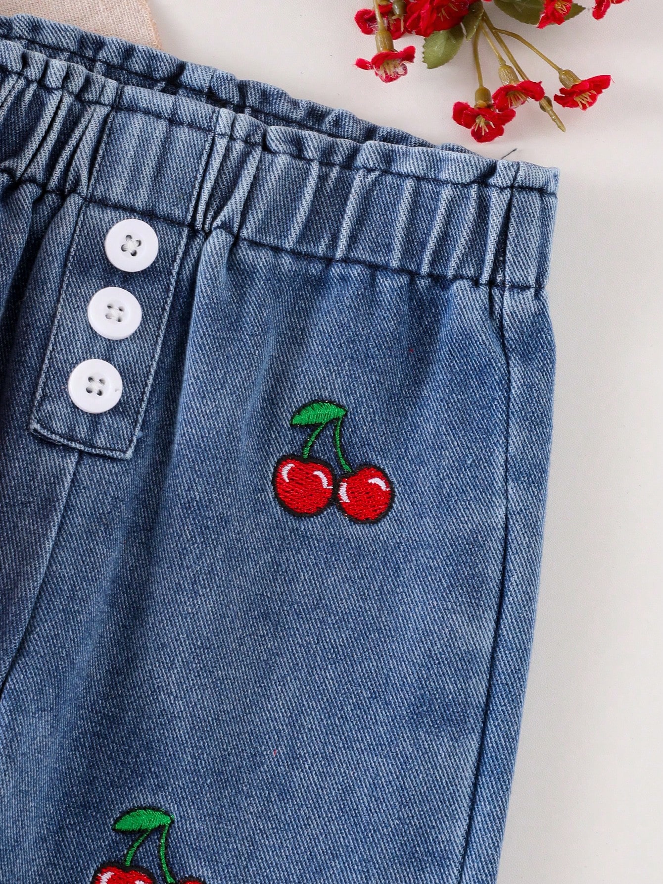 Ensemble 2 pièces pour bébé fille - Top à col chemise blocs de couleurs avec broderie — vue 11