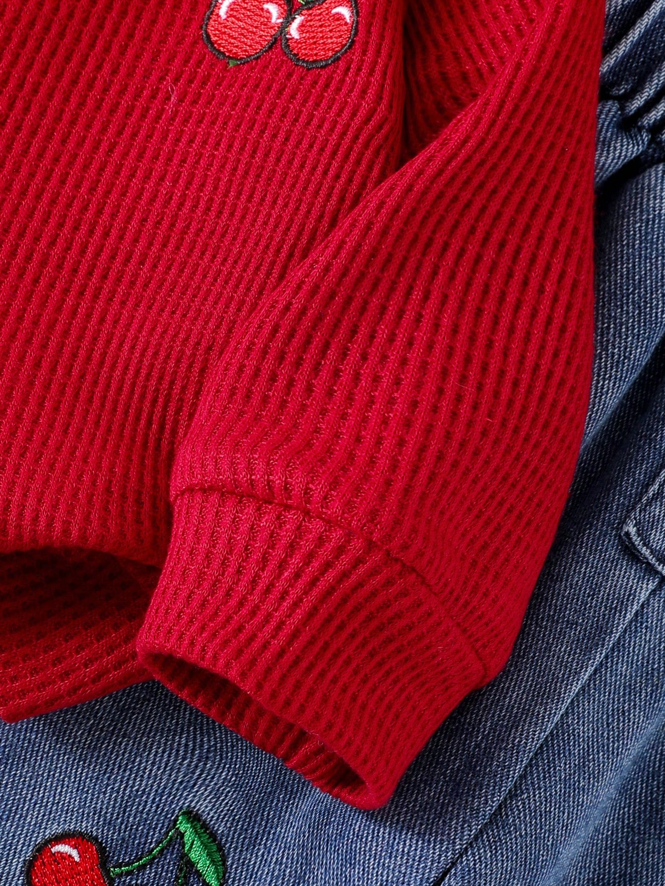 Ensemble 2 pièces pour bébé fille - Top à col chemise blocs de couleurs avec broderie — vue 7