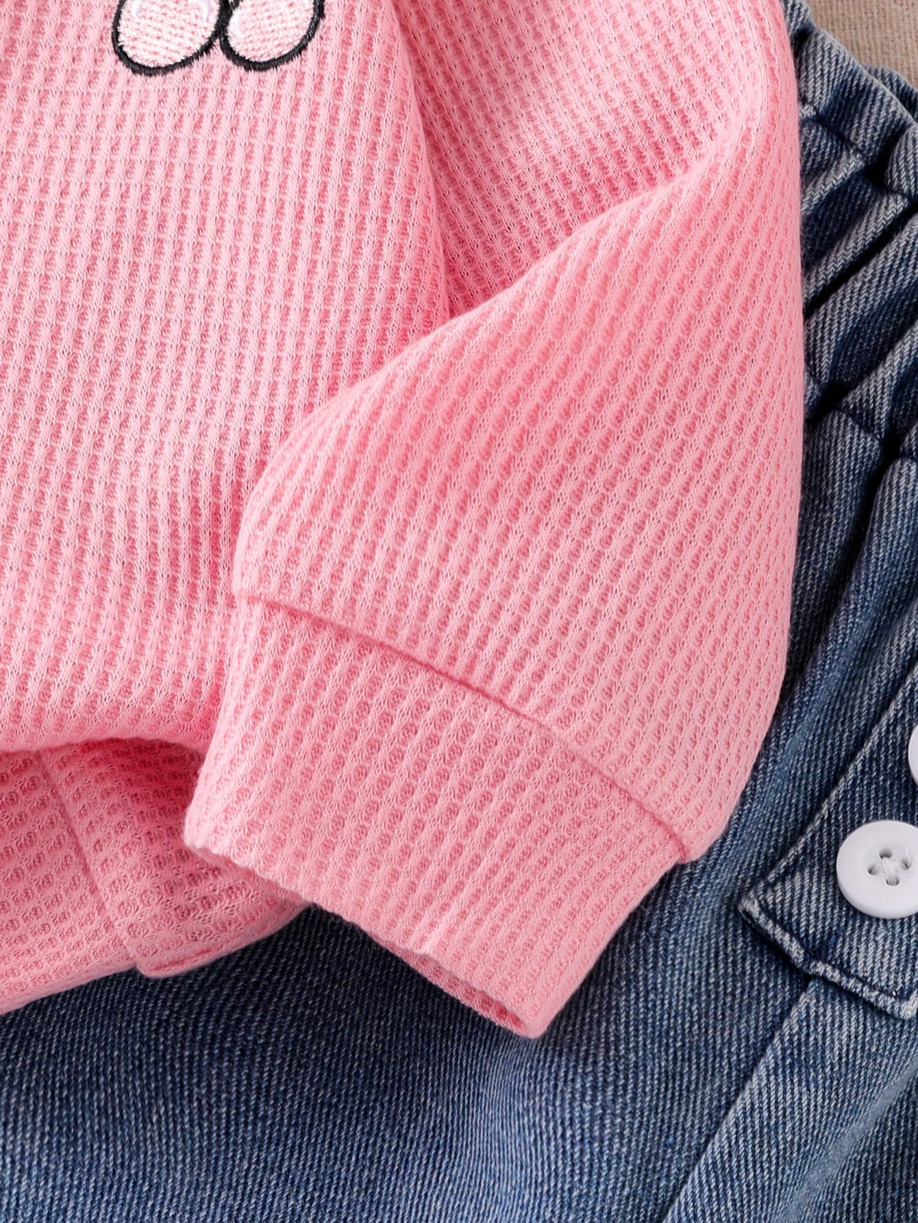 Ensemble 2 pièces pour bébé fille - Top à col chemise blocs de couleurs avec broderie — vue 8