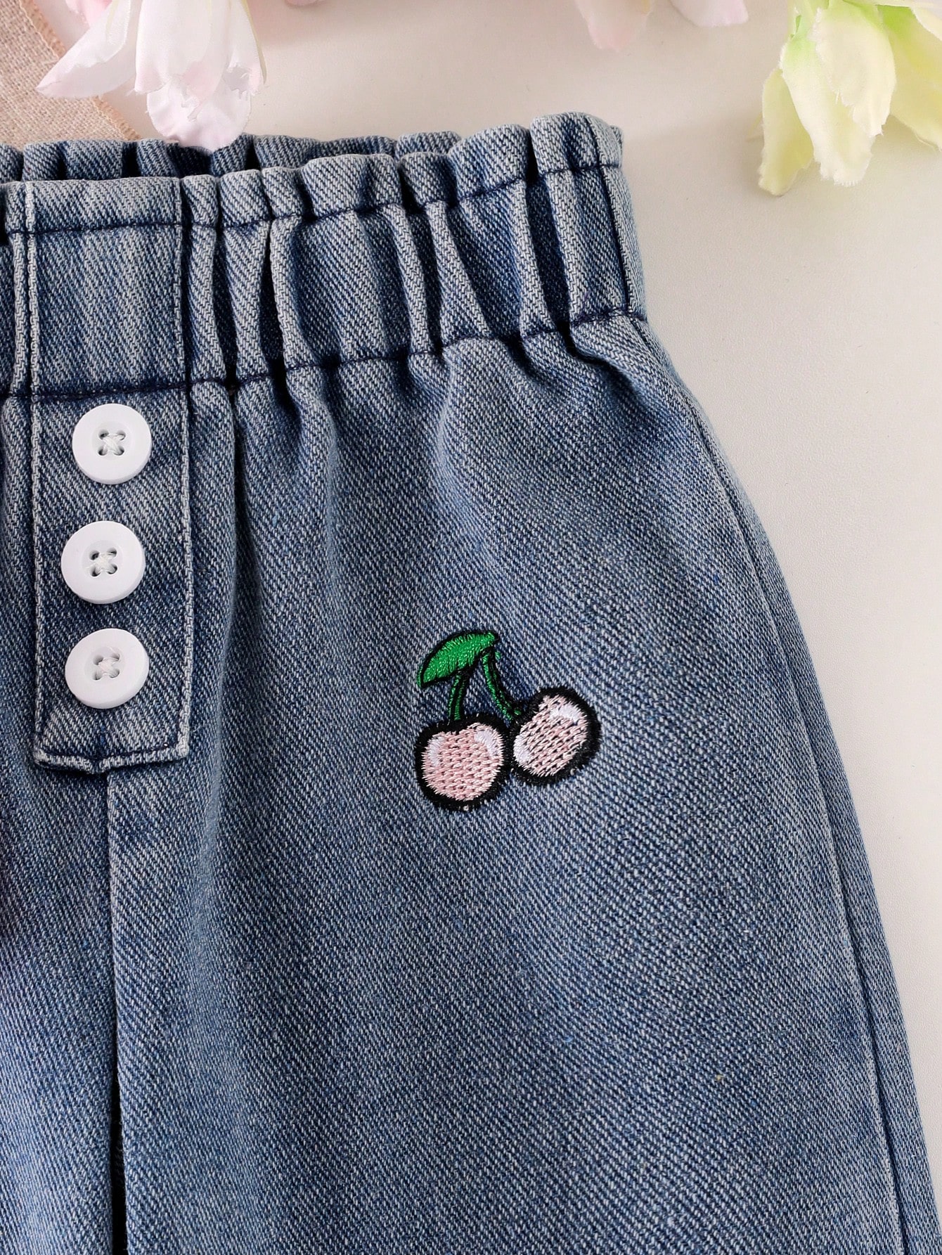 Ensemble 2 pièces pour bébé fille - Top à col chemise blocs de couleurs avec broderie — vue 12
