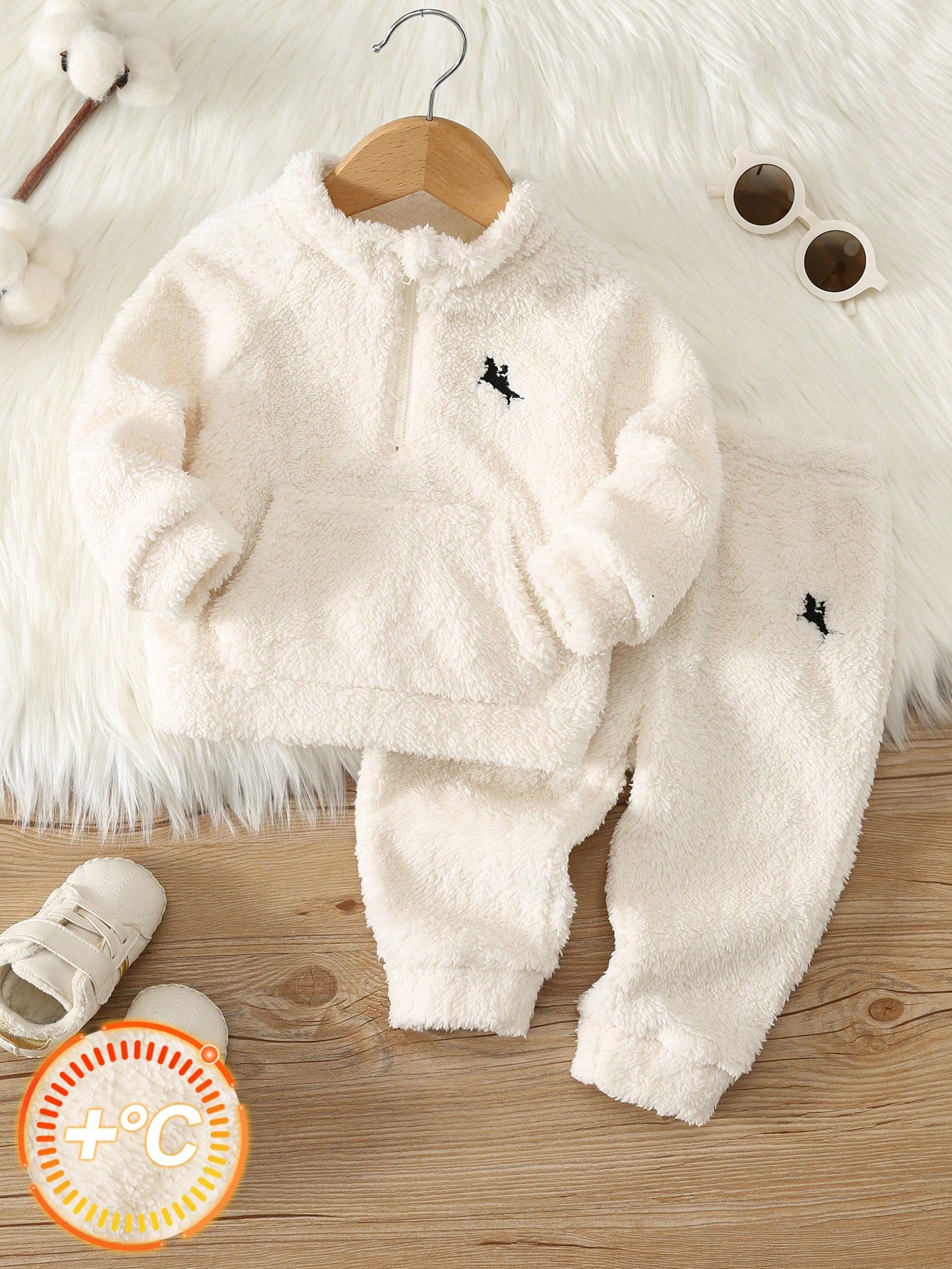 Cozy Pixies 2 pièces Ensemble pull col rond à manches longues en tricot doux avec imprimé — vue 5