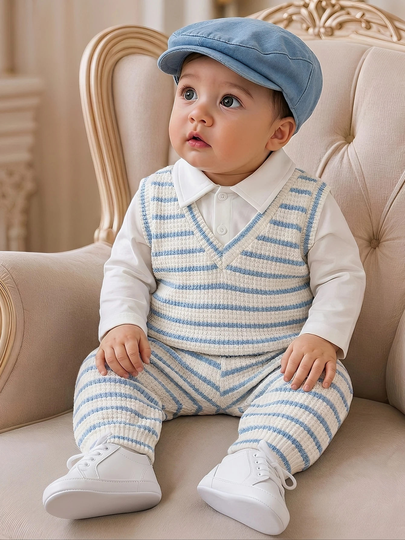 Ensemble de sweatshirt à col polo avec lettres brodées et pantalon de survêtement — vue 4