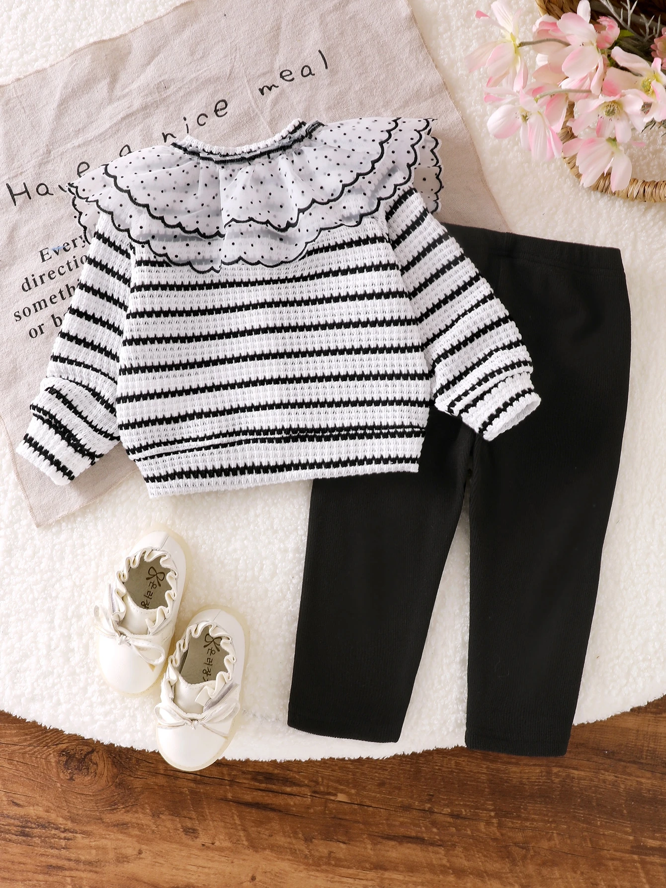 Enfant/Bébé (Fille) Ensemble 2 pièces avec cardigan à manches longues côtelé marron — vue 8