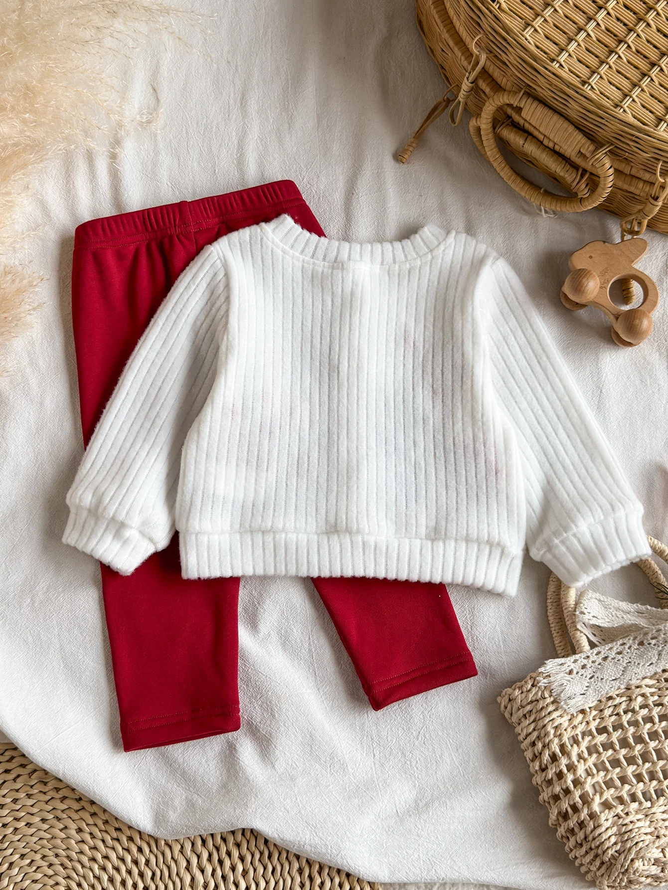 Enfant/Bébé (Fille) Ensemble 2 pièces avec cardigan à manches longues côtelé marron — vue 11