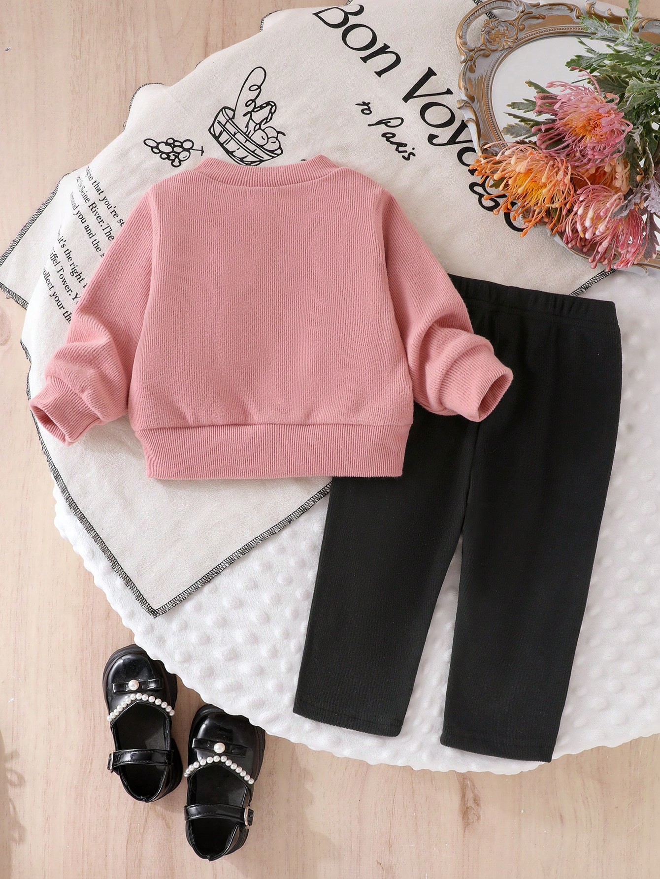 Enfant/Bébé (Fille) Ensemble 2 pièces avec cardigan à manches longues côtelé marron — vue 10