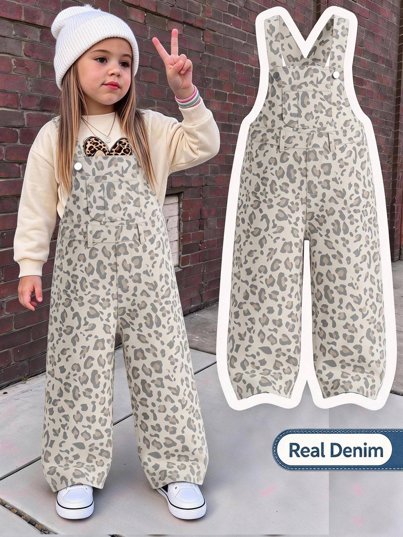 Genkimix Kids Salopette en jean pour filles, nouveau style toutes saisons, bleu — vue 4