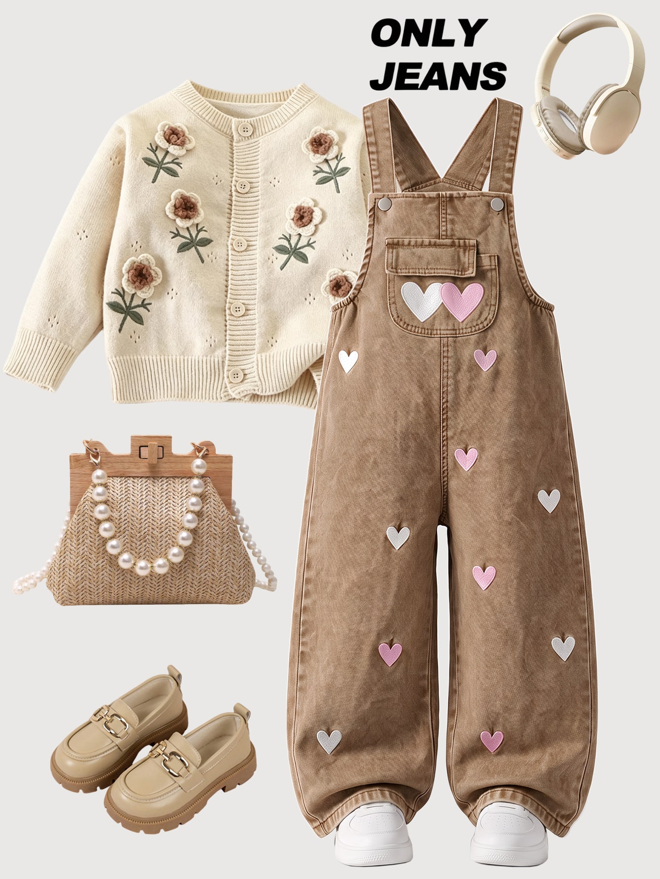Genkimix Kids Salopette en jean pour filles, nouveau style toutes saisons, bleu — vue 5