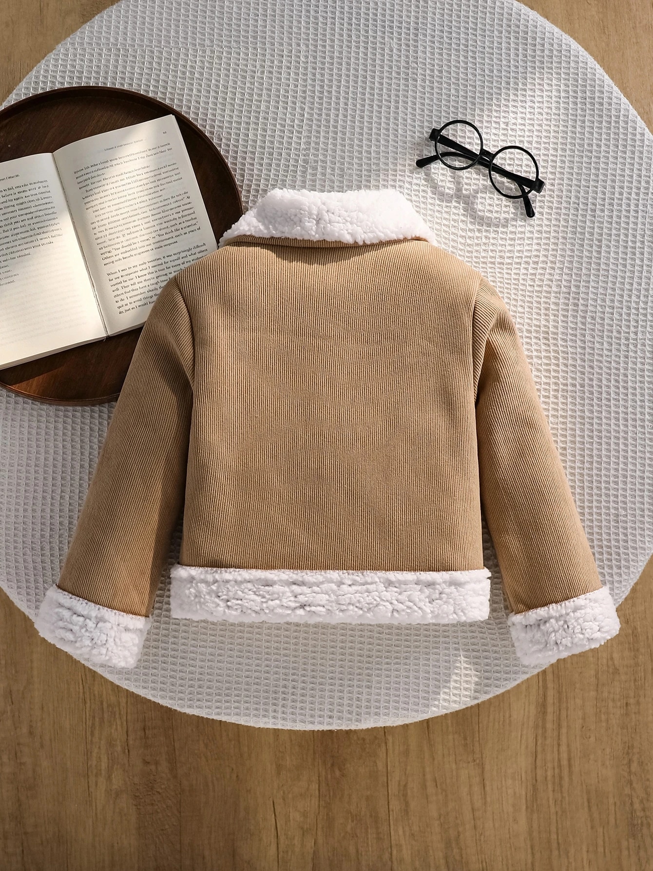 Veste composite en suédine blanche et mouton pour jeunes filles et bébés, avec — vue 9
