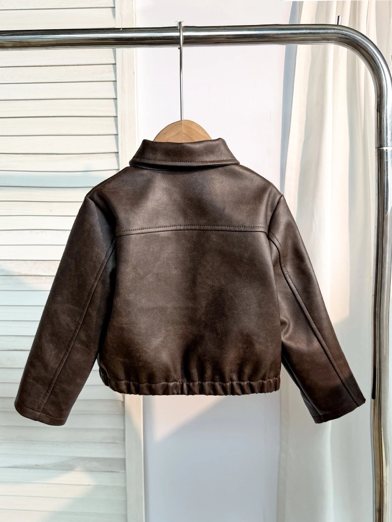 Veste composite en suédine blanche et mouton pour jeunes filles et bébés, avec — vue 8