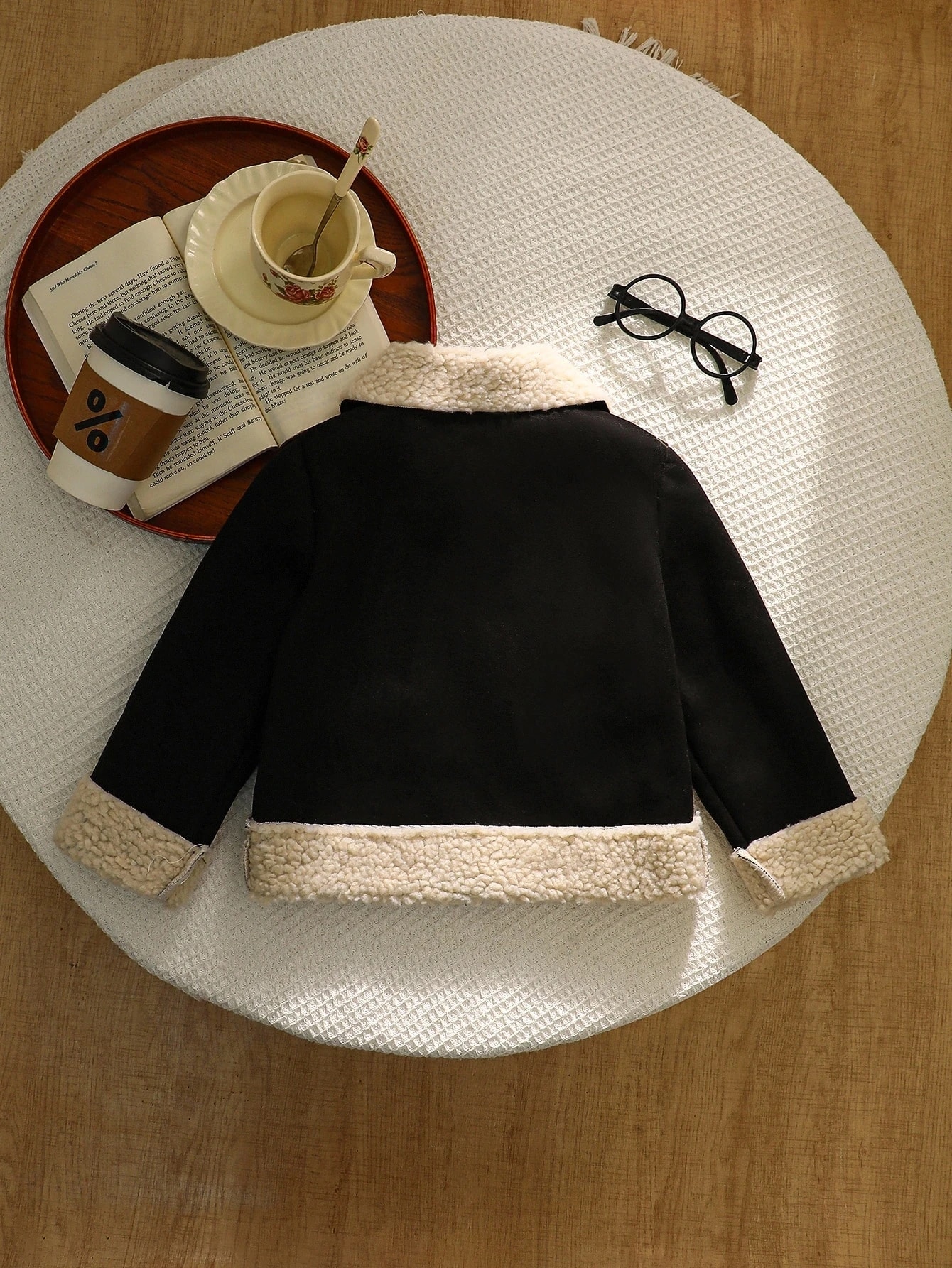Veste composite en suédine blanche et mouton pour jeunes filles et bébés, avec — vue 7