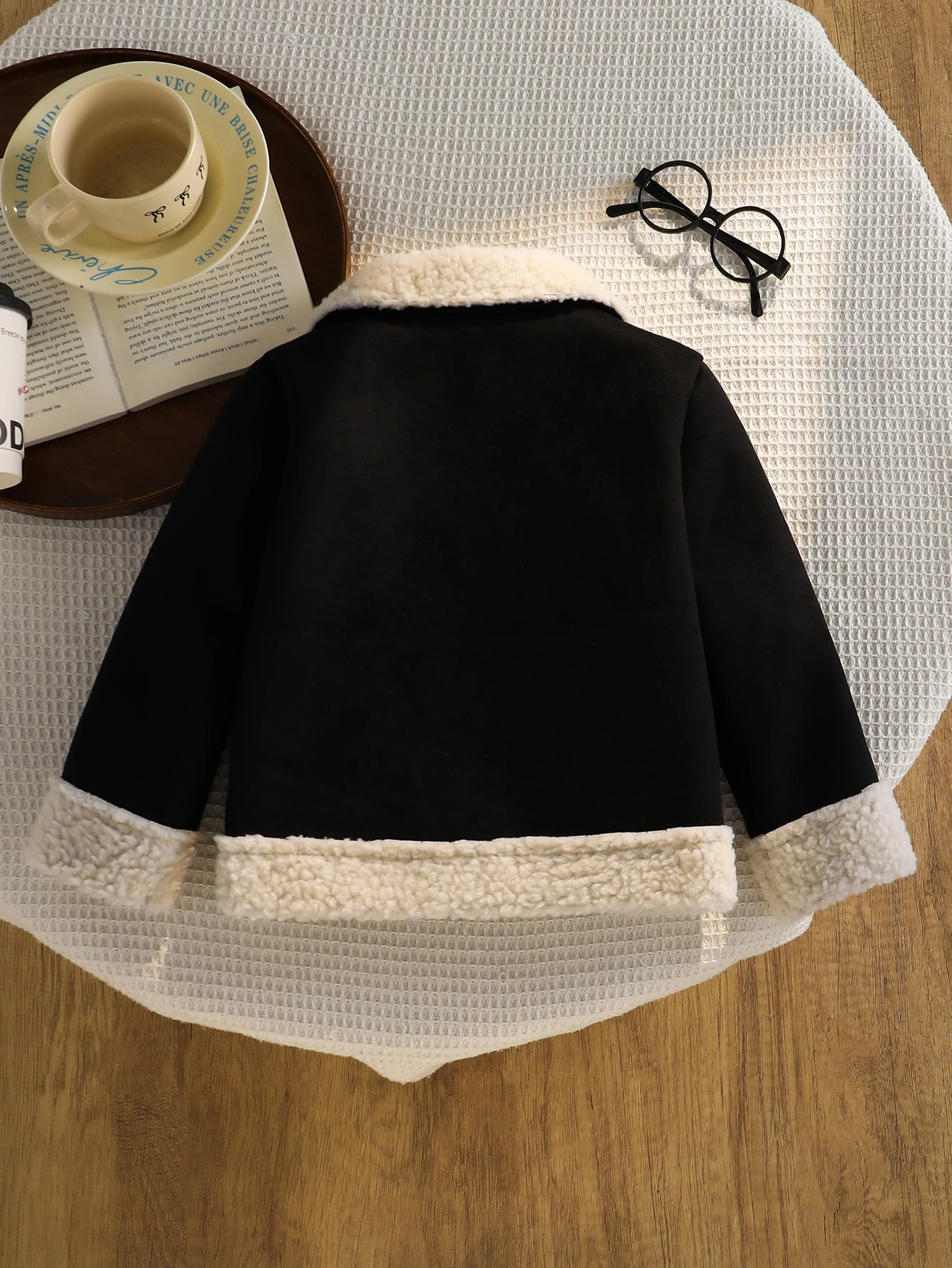 Veste composite en suédine blanche et mouton pour jeunes filles et bébés, avec — vue 10